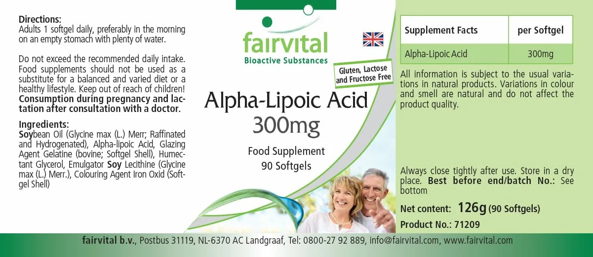 Fairvital Capsule di Acido Alfa Lipoico 300 mg 90 Softgel Alto Dosaggio