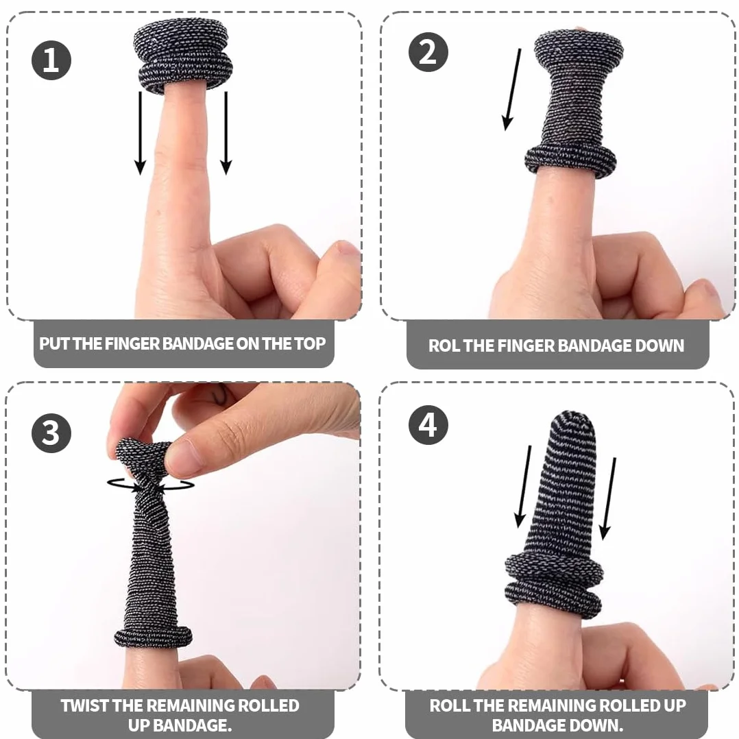 Bendaggio Tubolare per Dita, Bende Proteggi Dita Mano, Fascia Protettiva Traspirante (Nero)