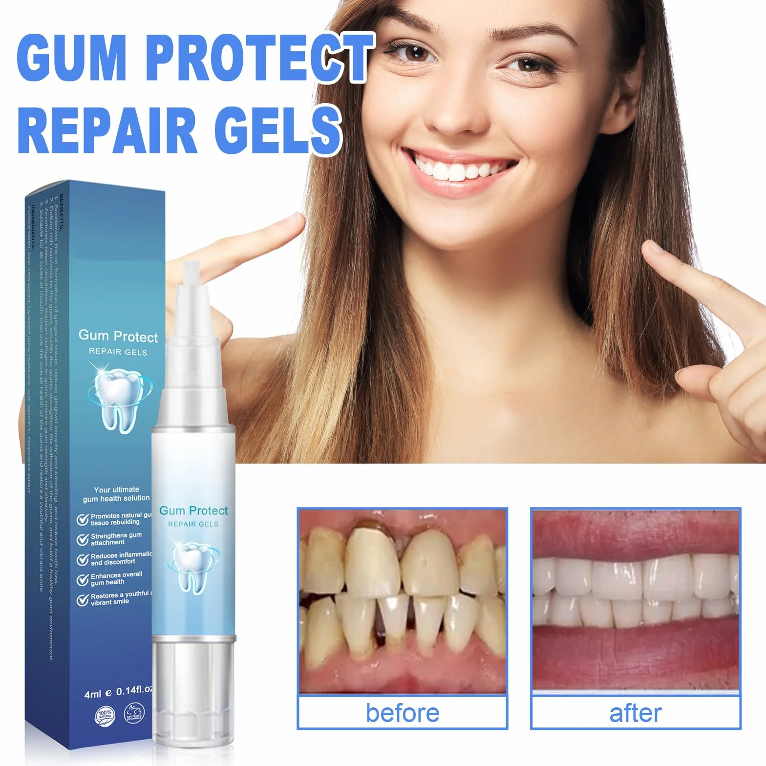 Gum Shield Therapy Gel protezione gengive - Gel terapeutico per gengive, Repain Protect e Gocce Repeller