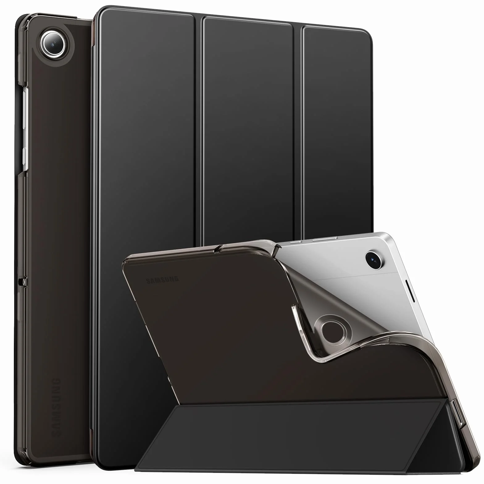 MoKo Custodia Protettiva per Samsung Galaxy Tab A11+ 11'' 2025 SM-X230/X236/X238 Tab A9+ 11'' 2023 SM-X210/X216/X218 TPU Pelle PU Sostegno Nero