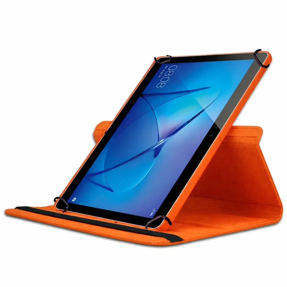 Custodia protettiva adatta per Samsung Galaxy Tab A7 SM-T500 SM-T505 SM-T510 Tablet Tutti i dispositivi da 10 a 10,4 – 11 pollici, con funzione leggio a 360 gradi, colore: arancione