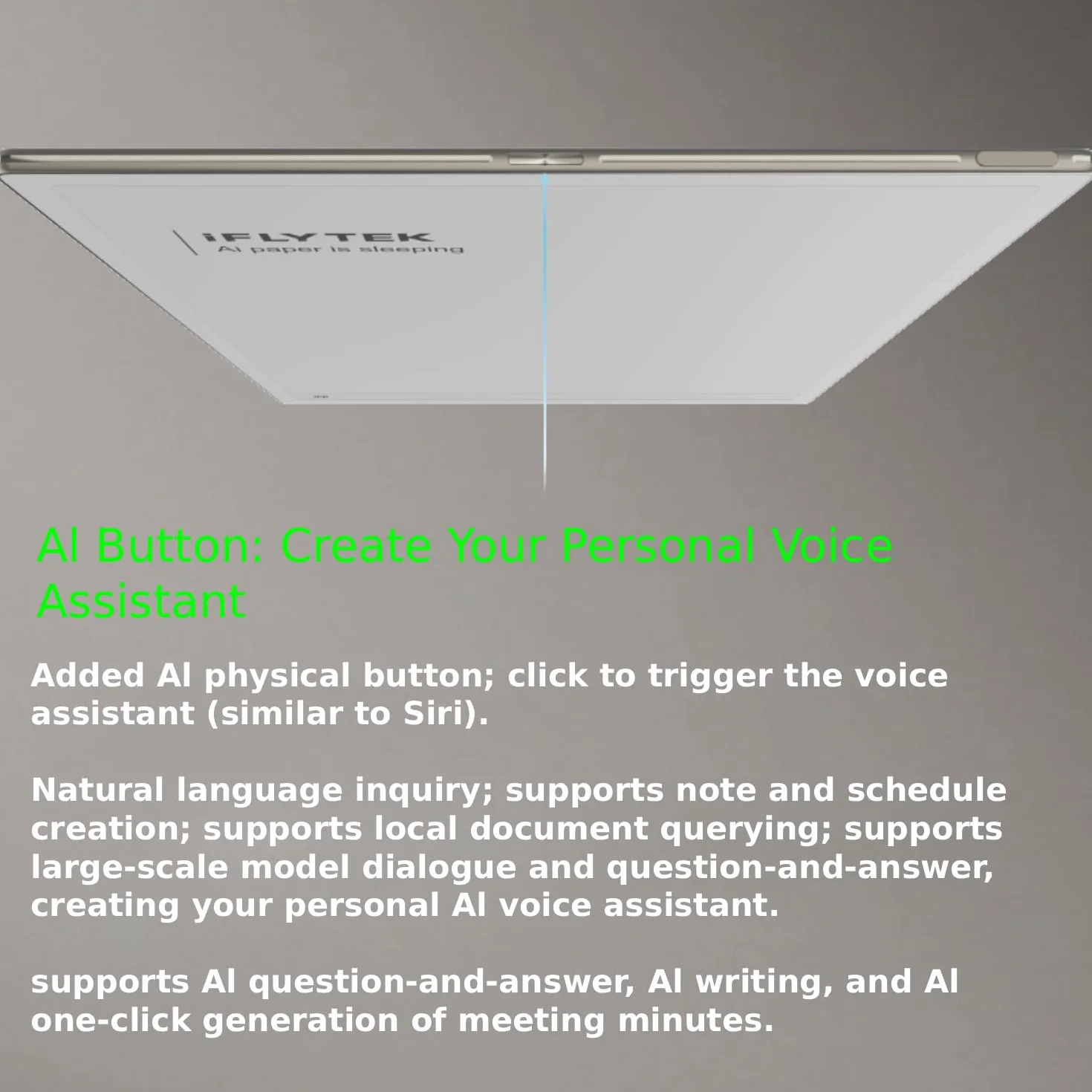 iFLYTEK AINOTE 2 Smart E-Ink Tablet 10,7" Blocco note digitale con Riepilogo Trascrizione Traduzione Riunioni AI Latenza Scrittura <20 ms Batteria 7 Giorni