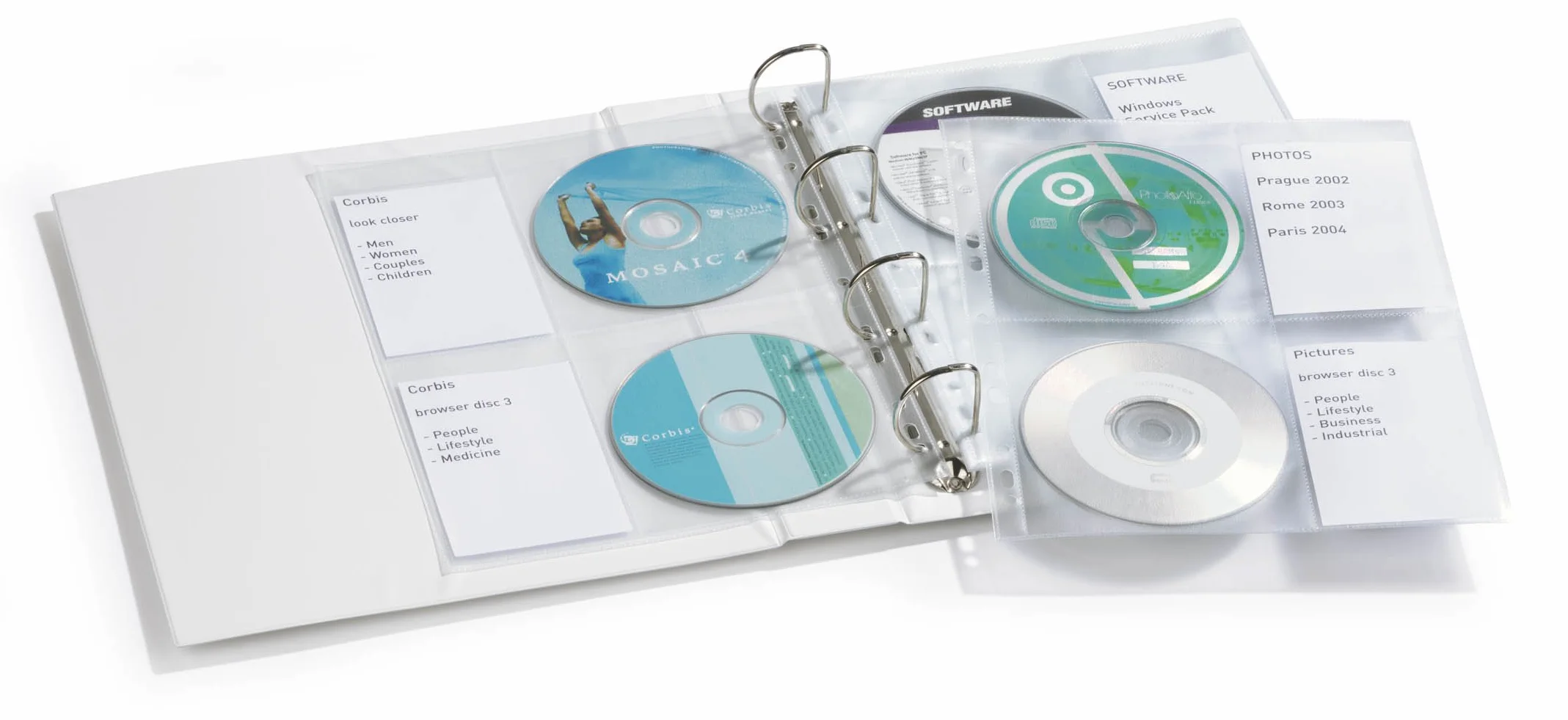 Durable 523819 - CD/DVD Cover Light M, busta per 4 CD/DVD, foratura per archiviazione, porta etichetta, trasparente, confezione da 10 pezzi