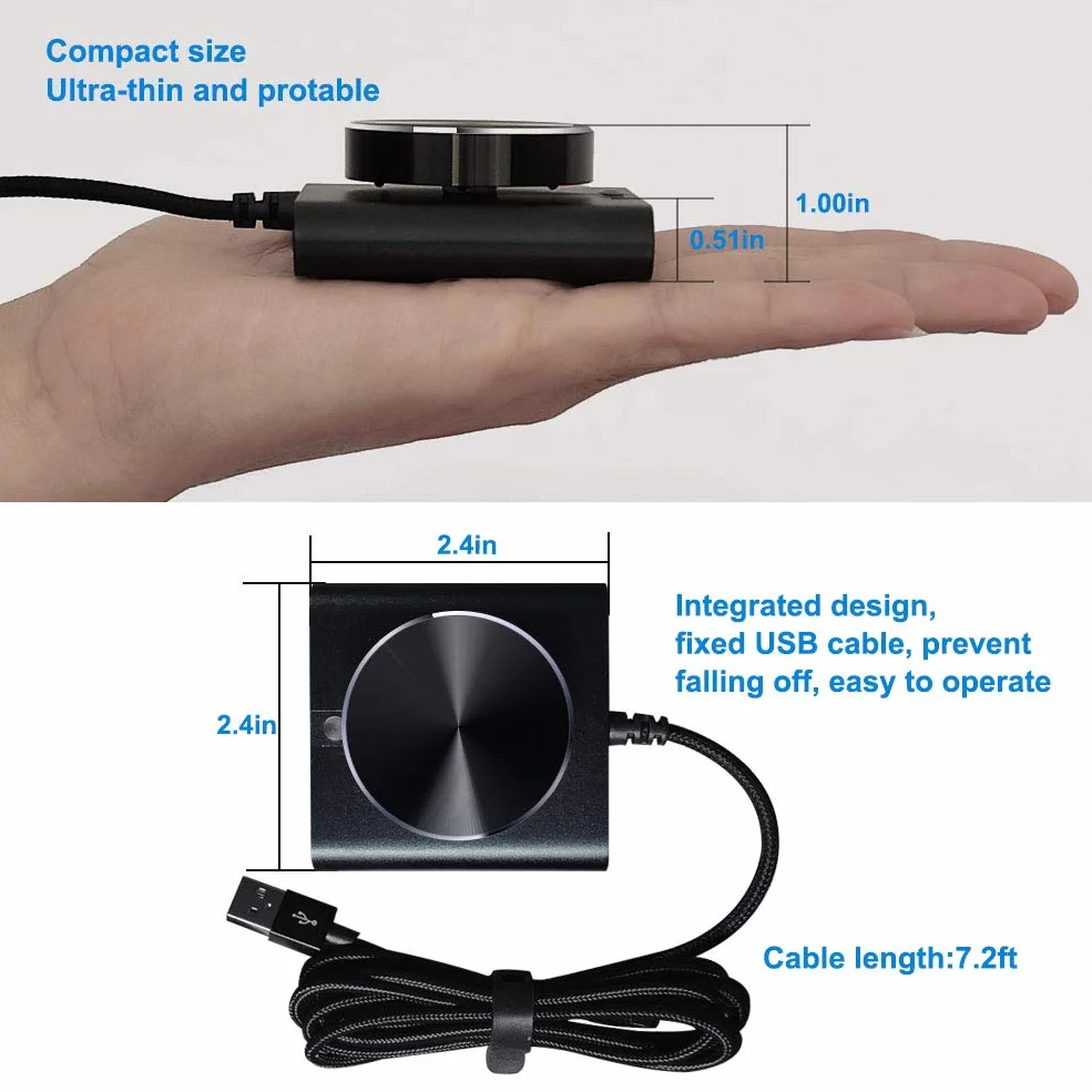 Manopola di Controllo del Volume USB con Funzione Muto/Pausa per Computer, Controller Audio Nero