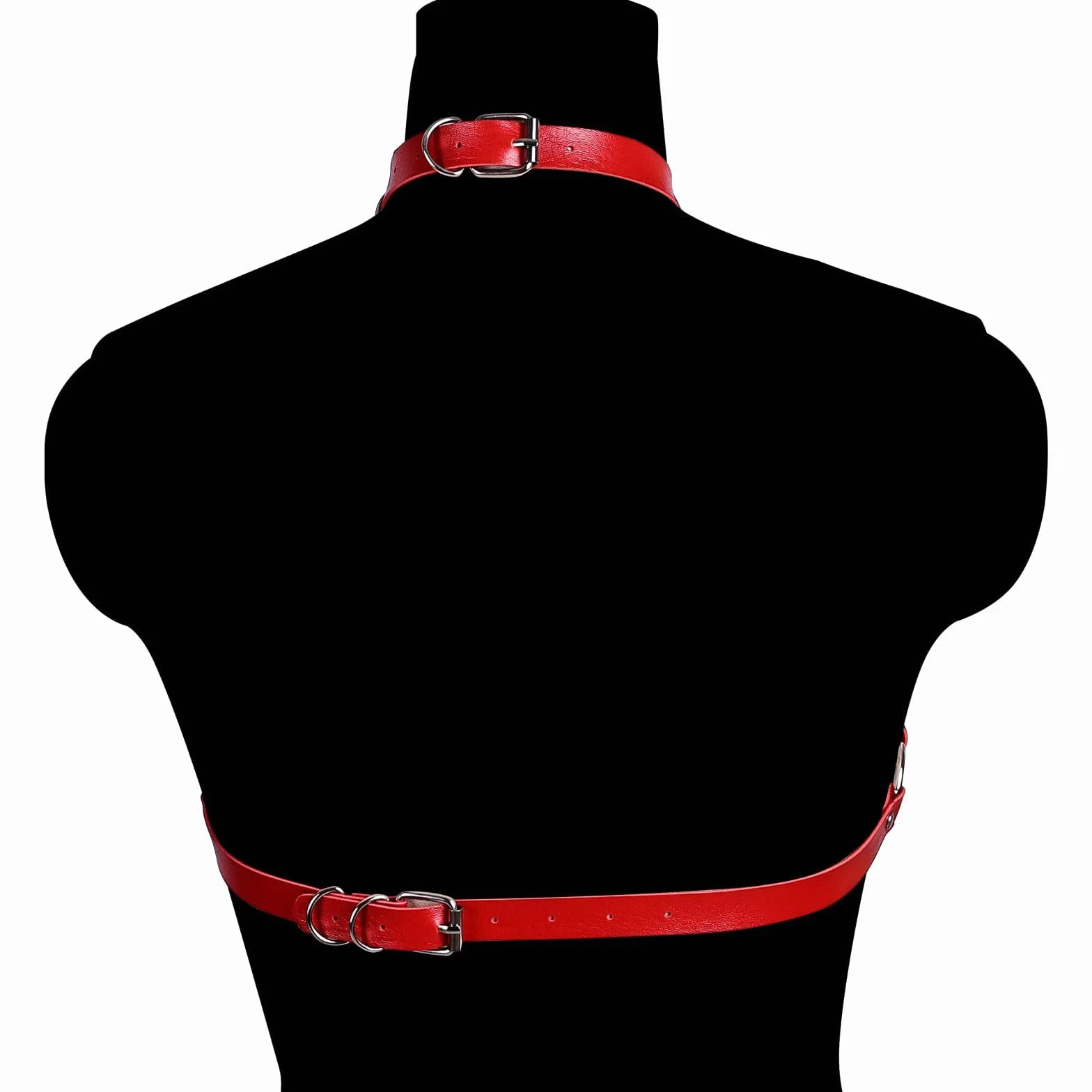 Imbracatura per il corpo in pelle punk gotico con catene pettorali regolabili cinturino in vita