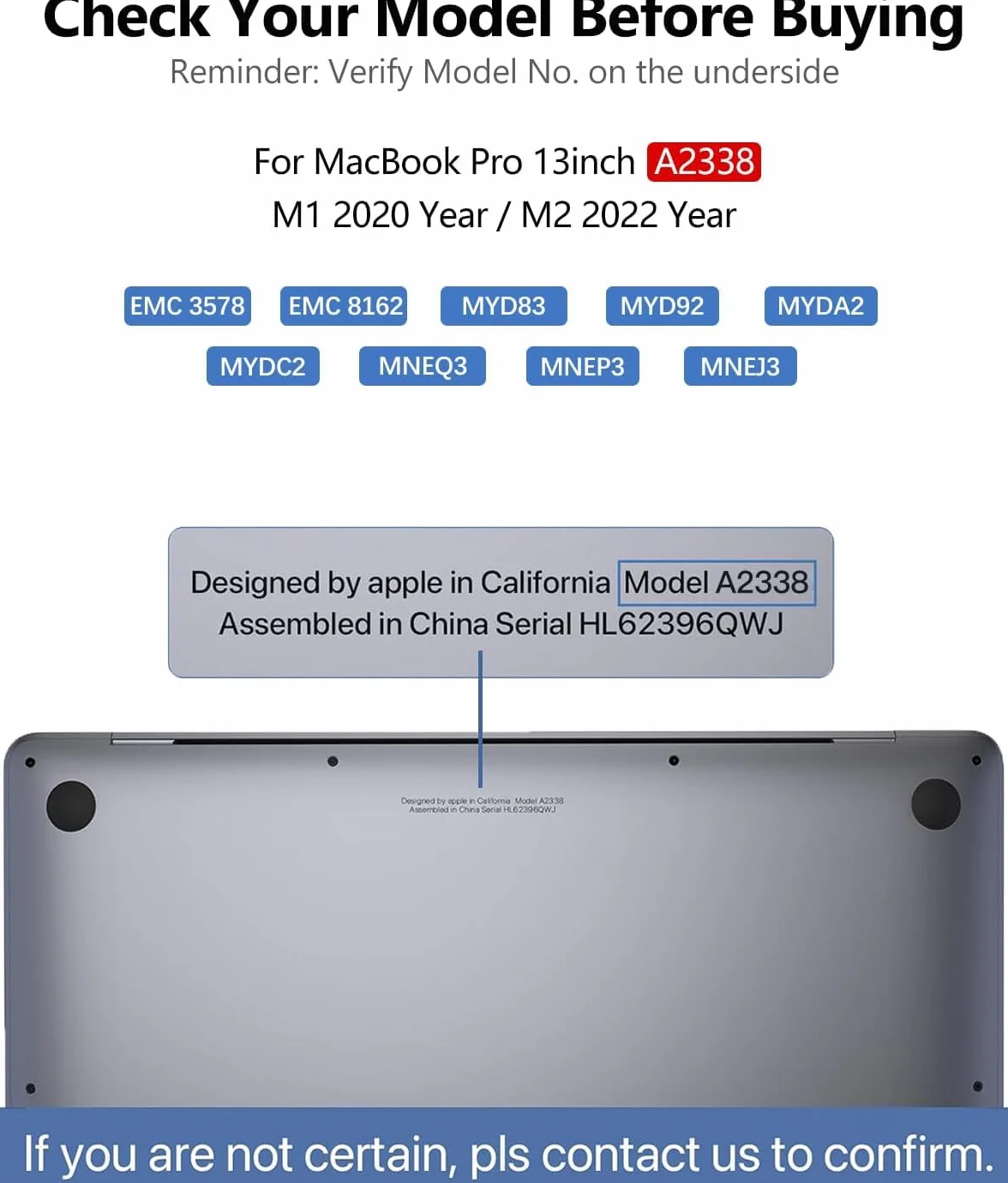 A2338 - Schermo di ricambio 13,3" per MacBook Pro Retina 2020 (M1) e 2022 (M2) (modello: EMC 3578, EMC 8162, MYD83, MYD92, MYDA2, MYDC2, MNEQ3, MNEP3, MNEJ3) completo schermo LCD (grigio)