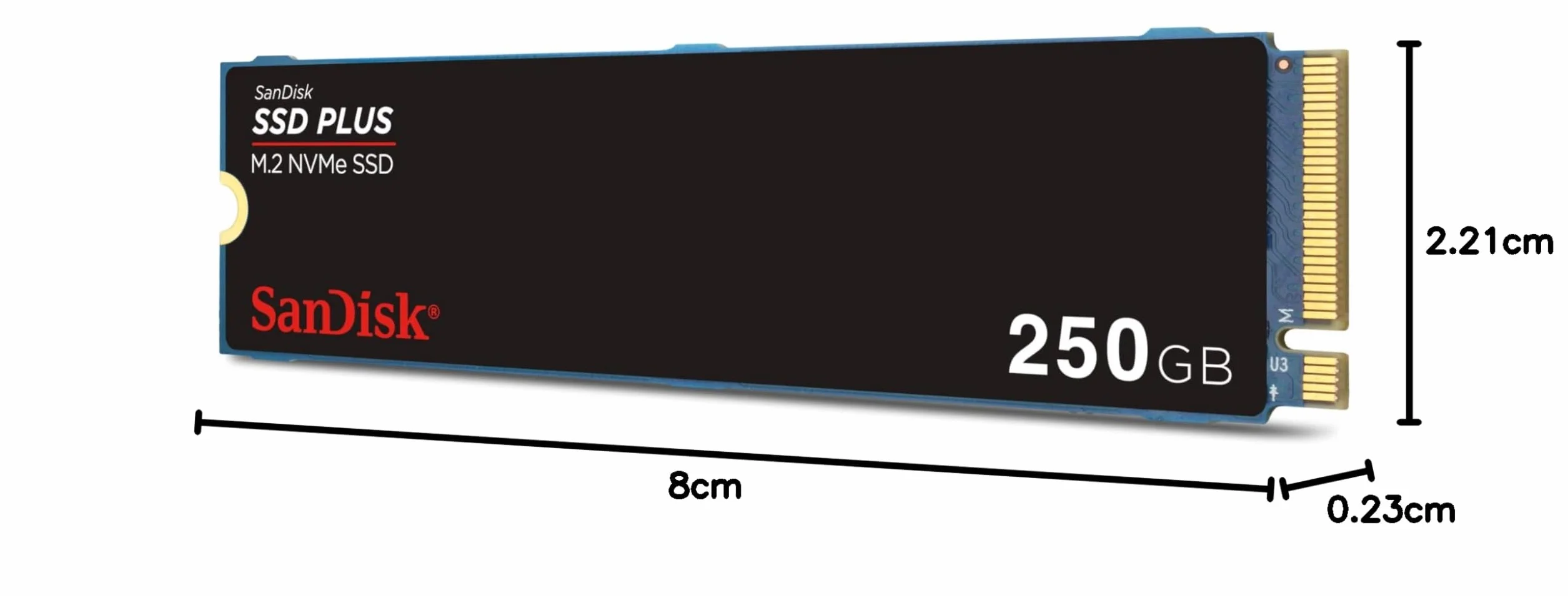 SanDisk SSD Plus 250GB, M.2 2280 PCIe Gen3 NVMe SSD, con velocità di lettura fino a 2400 MB/s