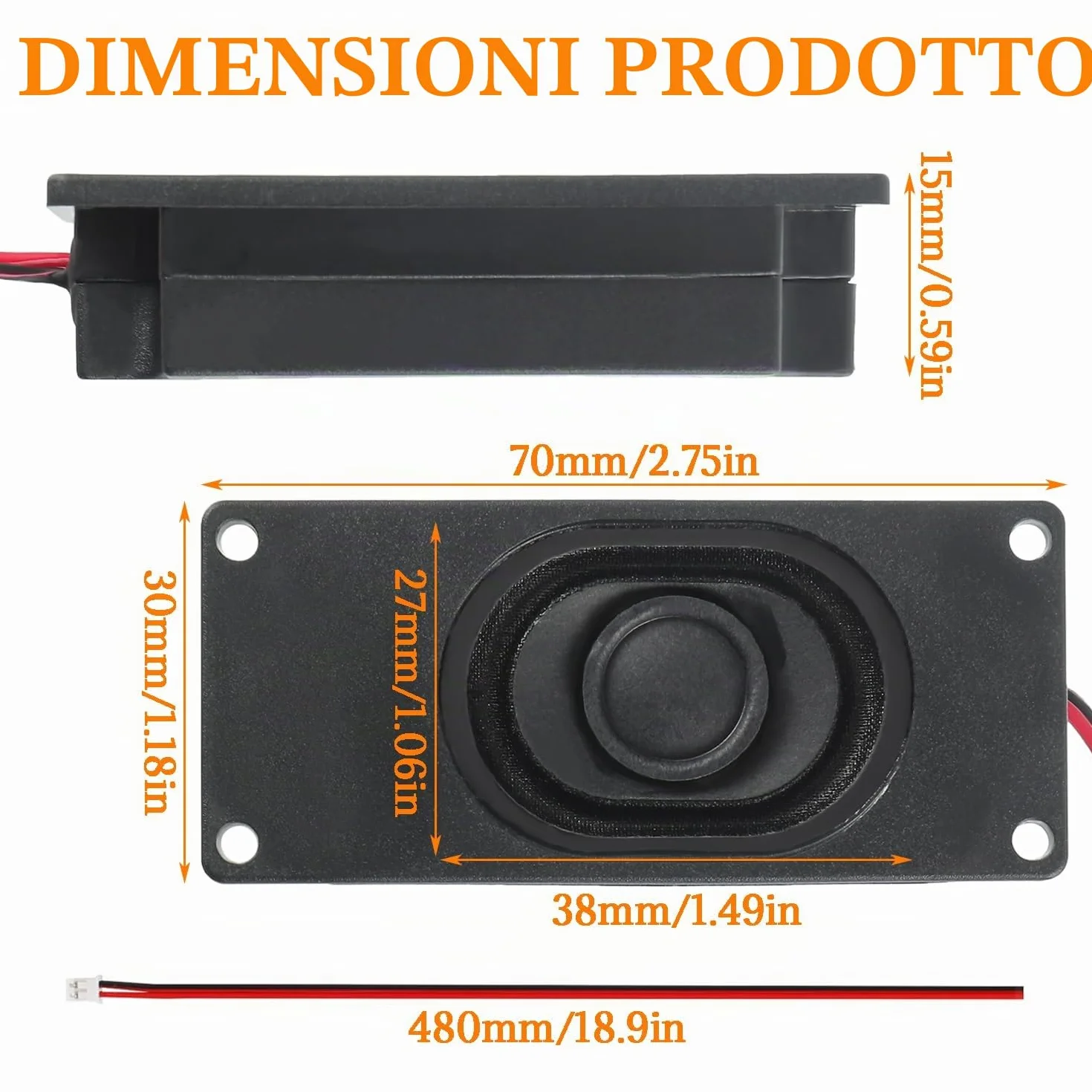 Altoparlante 3W 8 Ohm JST-PH2.0 per Arduino Progetti elettronici 4 Pezzi