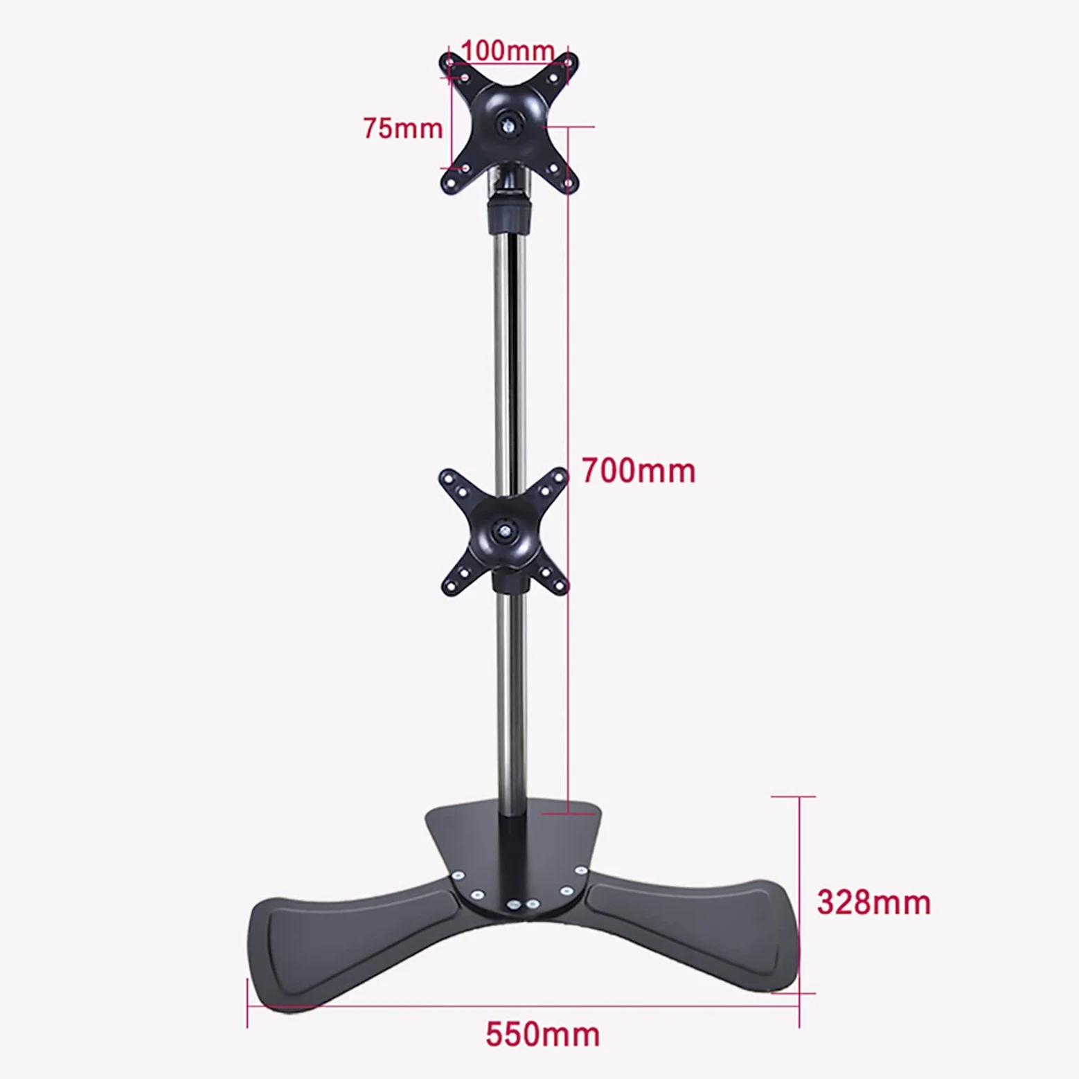 Supporto per Doppio Monitor, Supporto per Monitor Regolabile in Altezza con Base in Metallo, Compatibile con La Maggior Parte degli Schermi da 17 A 27 Pollici, può Contenere Due Schermi.
