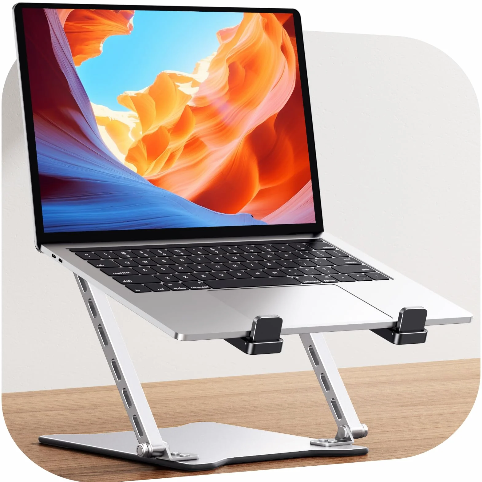 Babacom Ultra-Sottile Supporto PC Portatile, Altezza Regolabile Laptop Stand con Doppia Barra, Design Areato e Pieghevole, Ergonomico Supporto Laptop Compatibile con Portatili e Tablet (10-15.6")