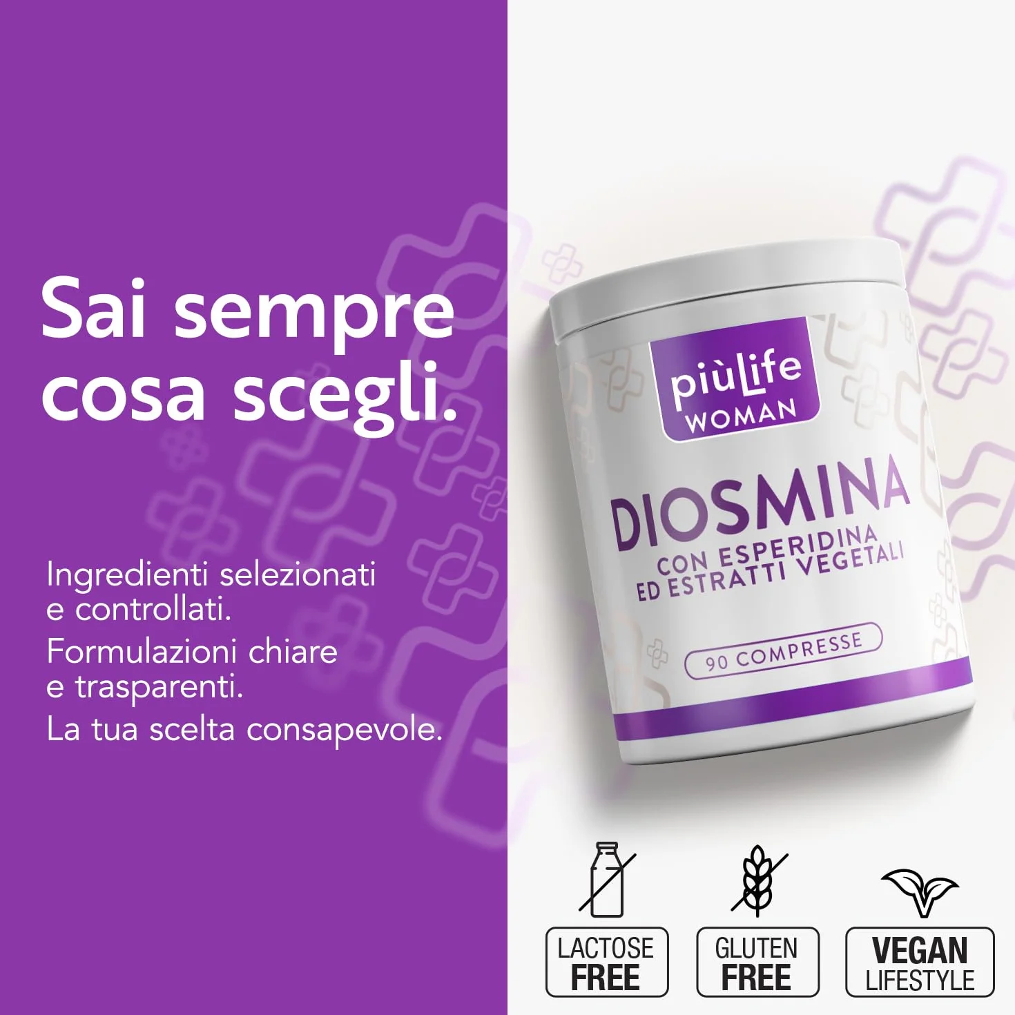 PiùLife Diosmina Esperidina 1000mg Integratore microcircolo gambe pesanti 90 compresse