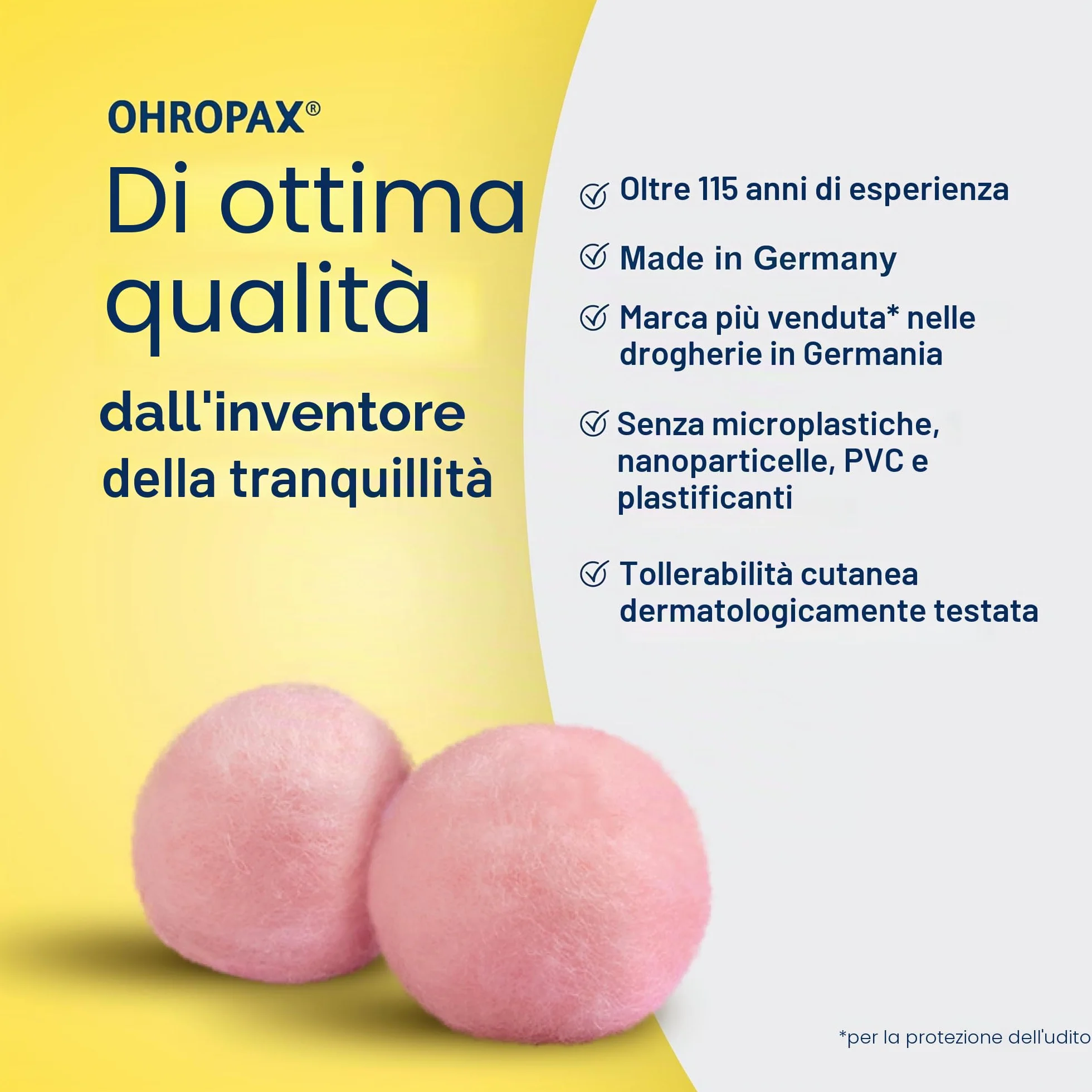OHROPAX Classic tappi per orecchie cera malleabile protezione rumore SNR 21 dB 12 pezzi