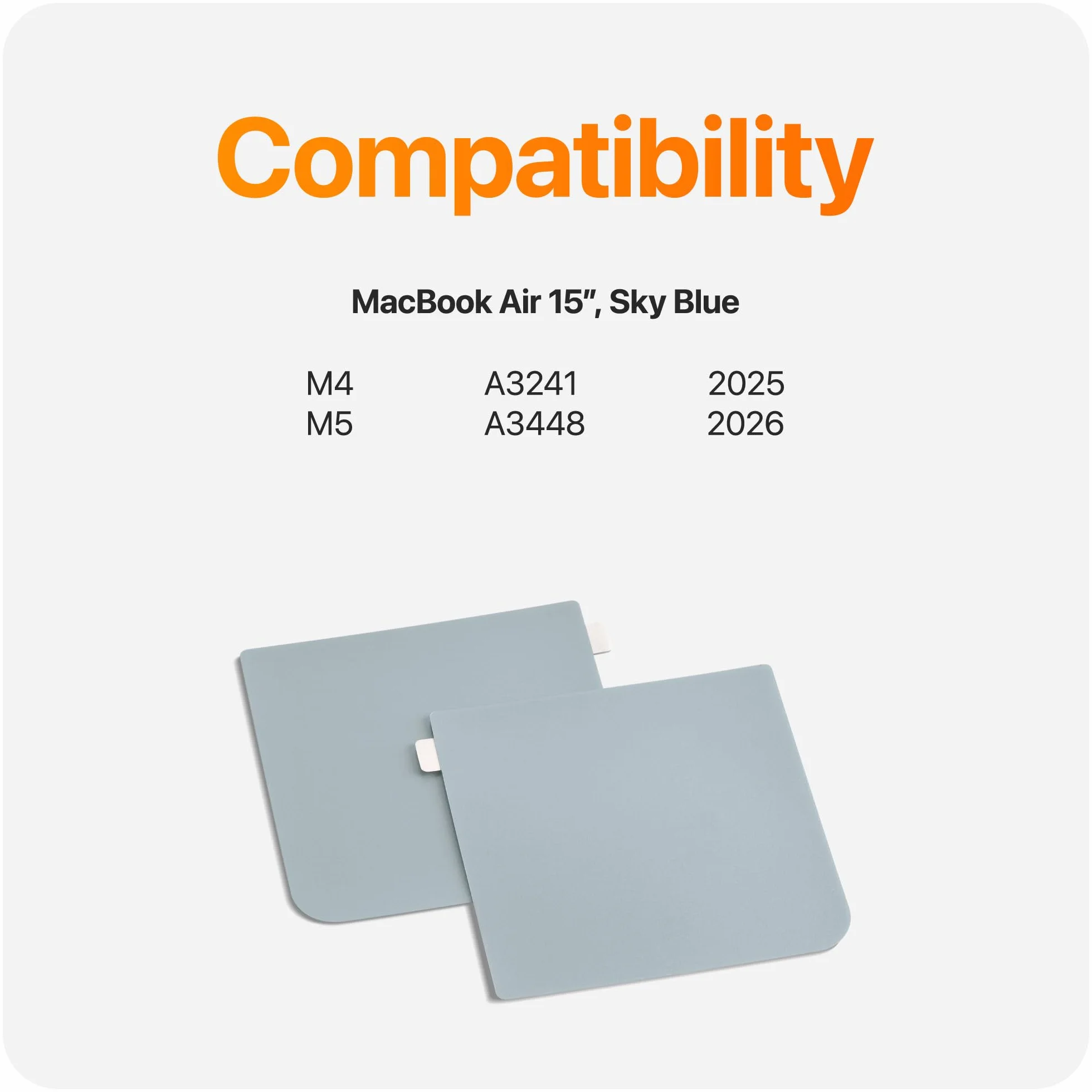 UPPERCASE GhostShield Set di Protezioni Premium per Poggiapolsi, Protezione Contro Graffi e Usura, Compatibile con MacBook Air 15" 2024 2023 M3/M2, A3114 A2941, Blu Cielo