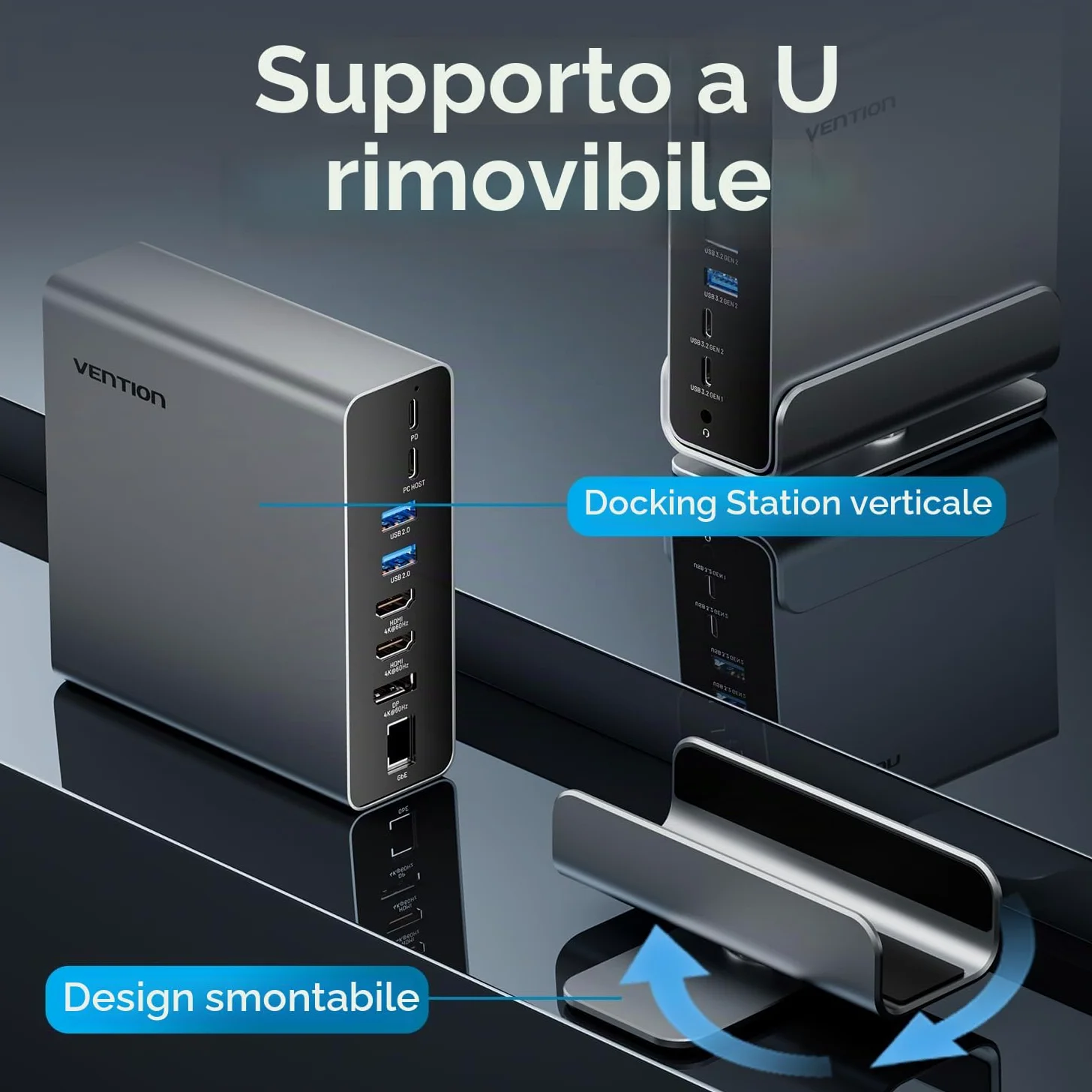 Docking Station USB-C 15-in-1 per configurazione a doppio monitor,triplo display,compatibile con PC Windows,Thunderbolt 3/4,con doppio HDMI 4K,DP,100W PD,USB 10Gbps,RJ45,audio,slot per schede SD/TF