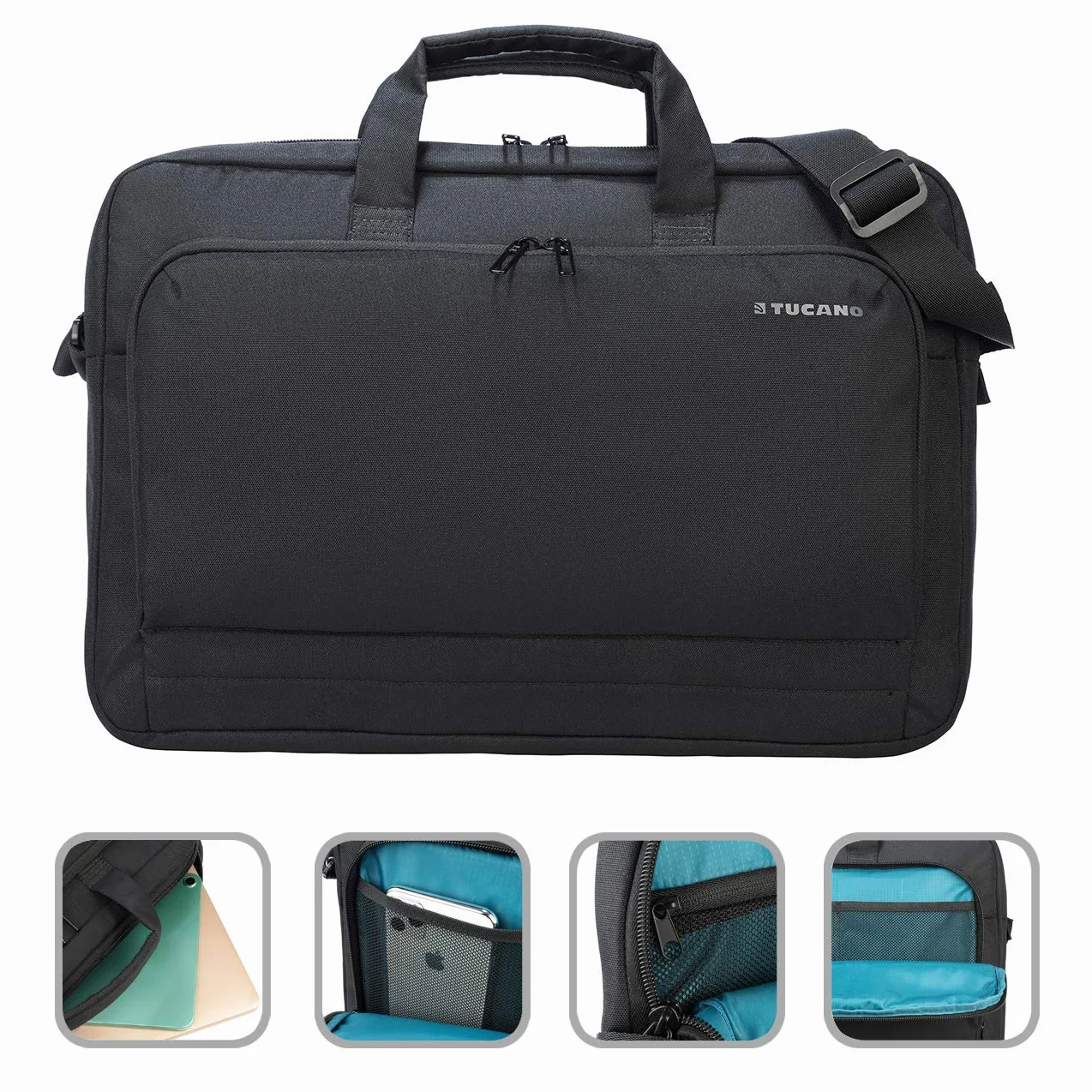 Tucano Star - Borsa per PC Portatile Compatibile con MacBook PRO, con Tracolla, aggancio Trolley, per Lavoro Ufficio università Viaggi
