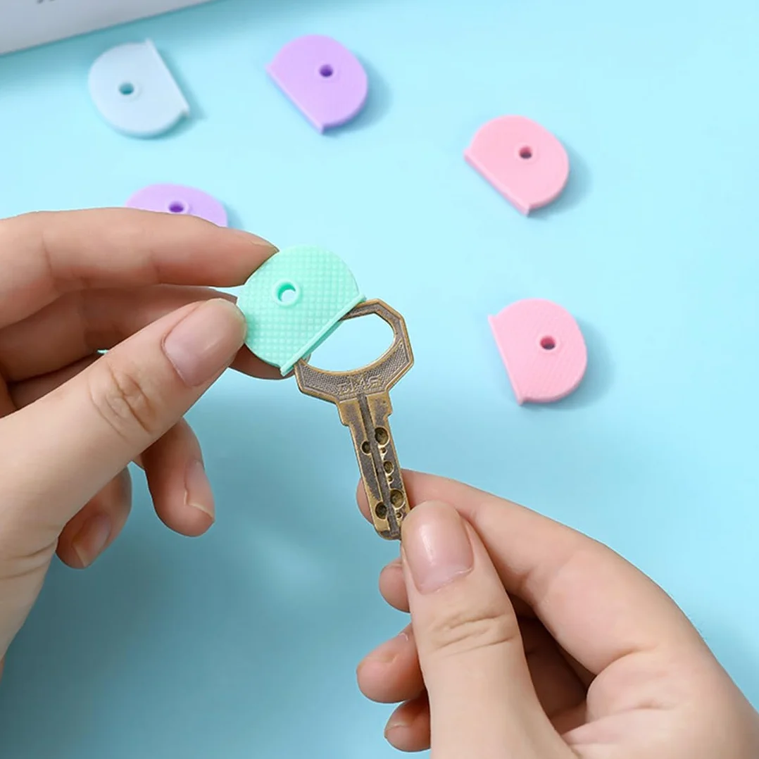 Copritasti colorati in silicone da 20 pezzi, copritasti flessibili, copritasti, copritasti in silicone, copritasti semicircolari per una facile identificazione del portachiavi