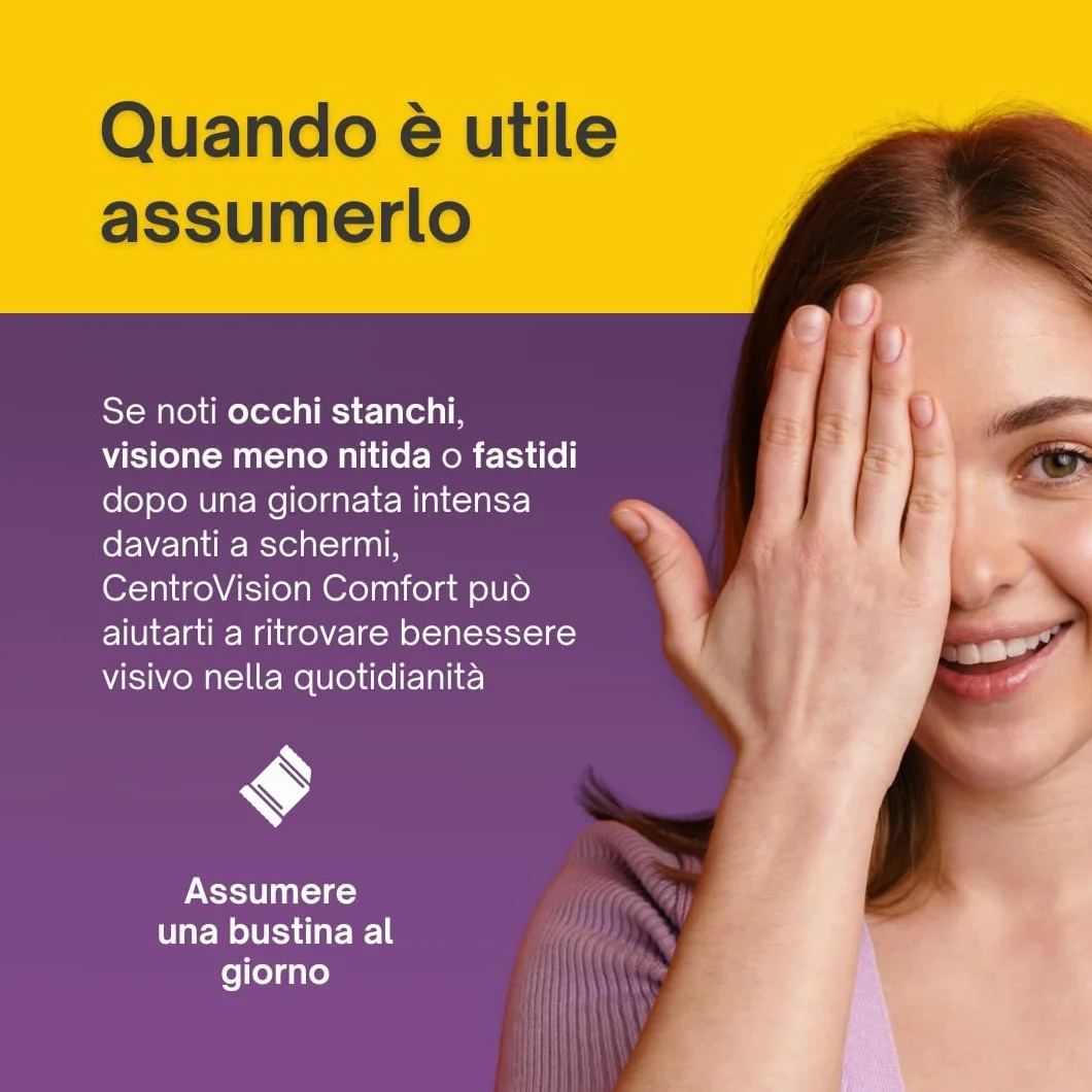 CentroVision Comfort Integratore Benessere Vista Luteina Vitamine Minerali 28 Buste 56 g Gusto Arancia