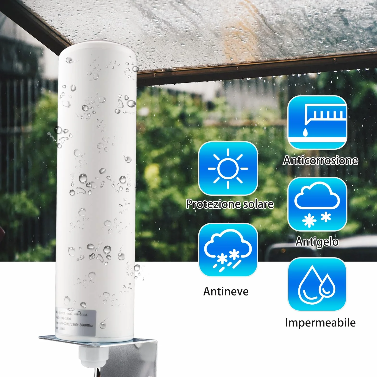 Antenna 4G LTE Esterna 10dBi, Antenna per Router 5G, Amplificatore Segnale Cellulare 698-2700/3300-3800MHz, OmniDirezionale, 5M Cavo RG58 con Adattatore TS9, High Gain per 3G/4G LTE