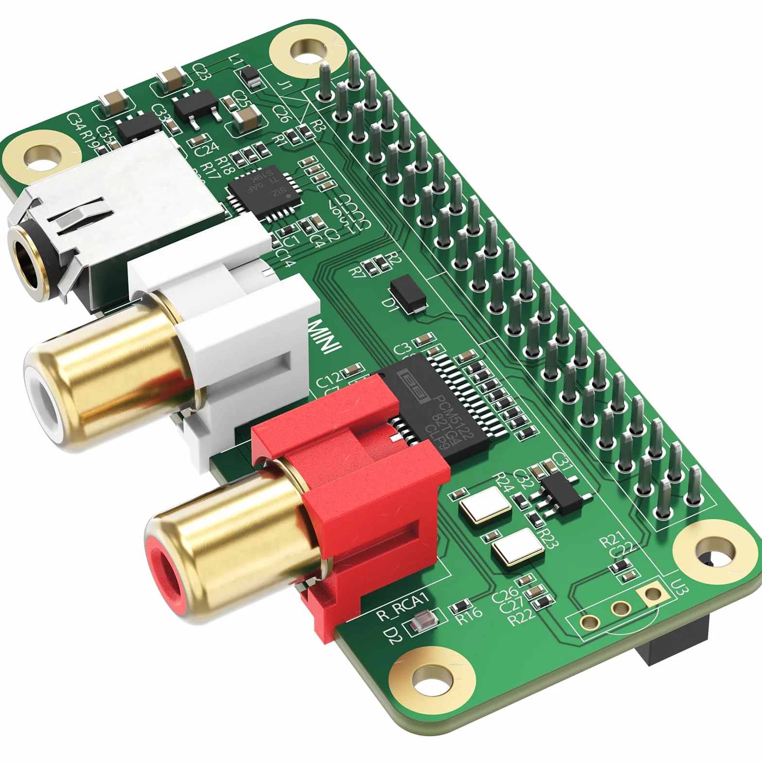 InnoMaker DAC Mini Hat Scheda Audio PCM5122 per Raspberry Pi 5/4/3B+/Zero 2W, Shield Audio HiFi 384kHz/32bit con Uscita RCA e 3.5mm