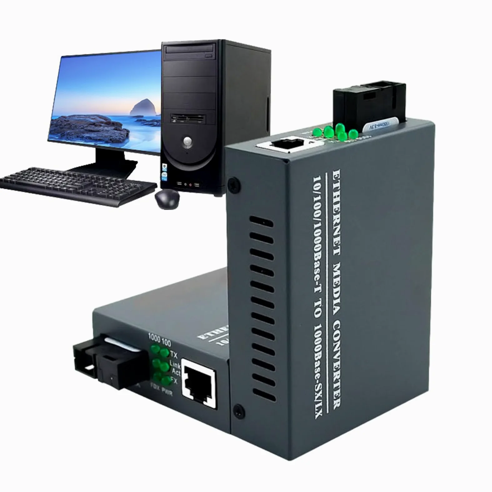Générique Convertitore fibra Ethernet - Coppia monomodale Fast Ethernet | con modulo LC a rilevamento automatico e collegamento dati ottico stabile | Convertitore multimediale per un'estensione