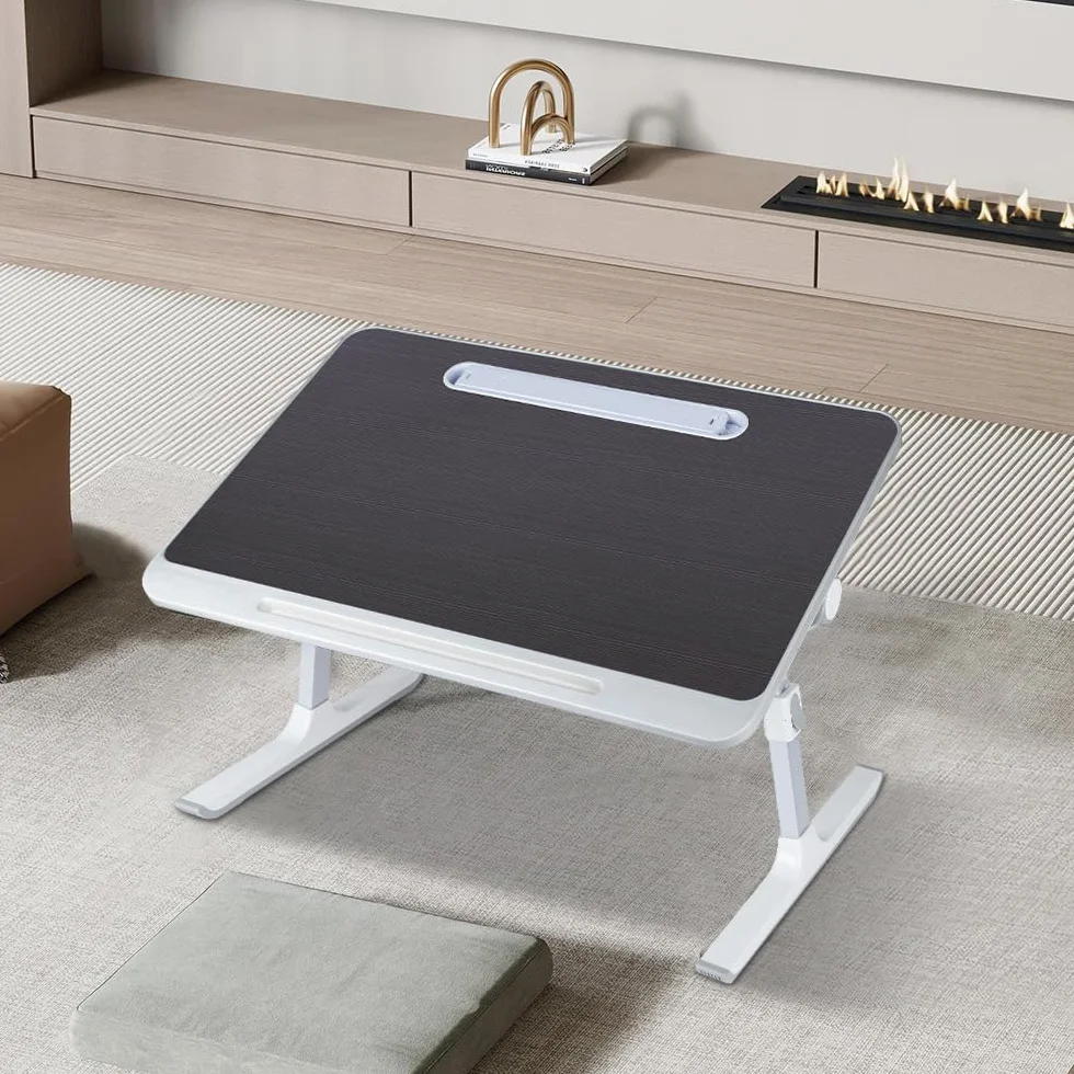 OHMG Grande tavolo da letto per computer portatile, pieghevole, regolabile in altezza e angolo, vassoio da letto con cassetto/fessura per tablet, tavolo per divano/pavimento (60 x 40 x 27-40 cm