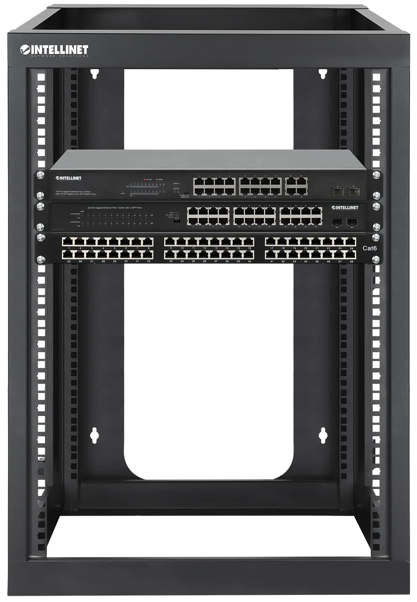 INTELLINET 716161 Armadio a Muro 19" Open Frame 4 Montanti 15U Nero