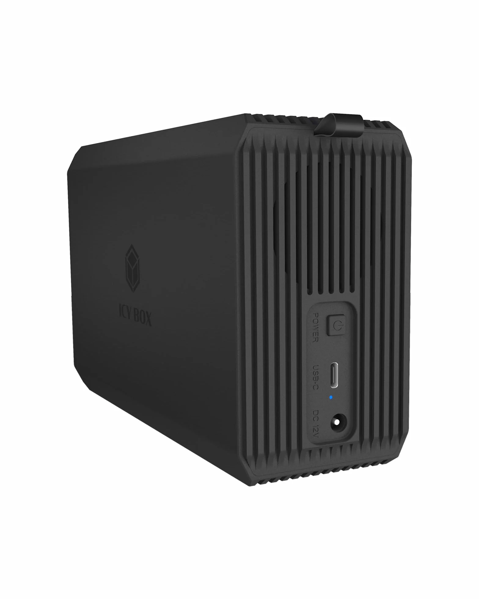 ICY Box (sistema RAID per 2 × 2,5"/3,5" HDD/SSD) USB 3.2 Gen 1 Type-C 5 Gbit/s, RAID 0/1/SINGLE/LARGE, ventola integrata da 50 mm, indicatore di stato LED, IB-RD3720-CU3