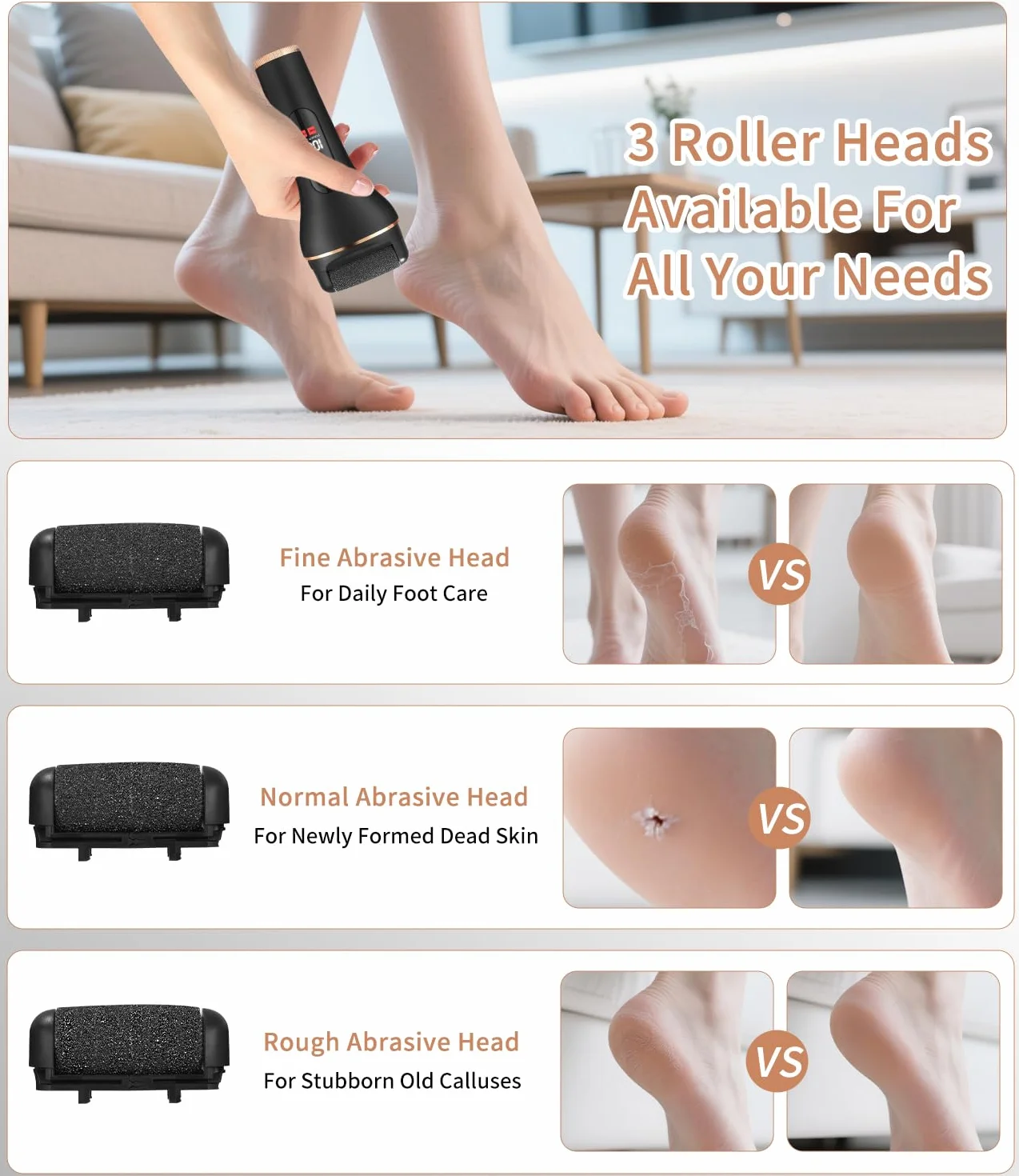 Set Pedicure Elettrico Professionale 18 Pezzi, Raspa Piedi con 3 Rulli Ricambio e 2 Velocità, Kit Rimozione Calli Talloni Screpolati