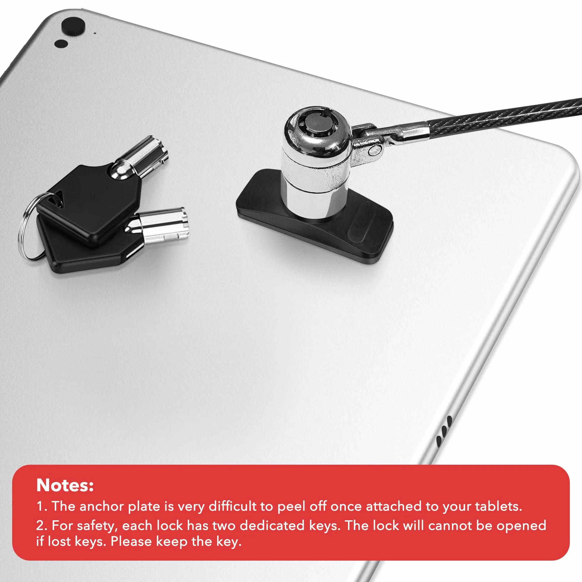 AboveTEK Lucchetto per Laptop, Lucchetto di Sicurezza con Cavo per Tablet, Kit di Bloccaggio per iPad in Acciaio Resistente a 2 Chiavi per iPhone/Mobile/Notebook/Computer/Monitor/Mac/Laptop