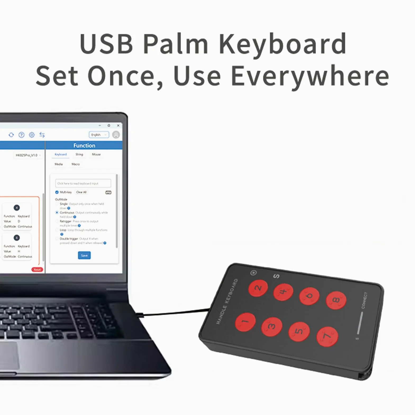 Tastiera palmare USB personalizzata, tastierino programmabile multifunzione, tastiera di registrazione Bluetooth portatile con 8 tasti, funzione copia e incolla per Android.