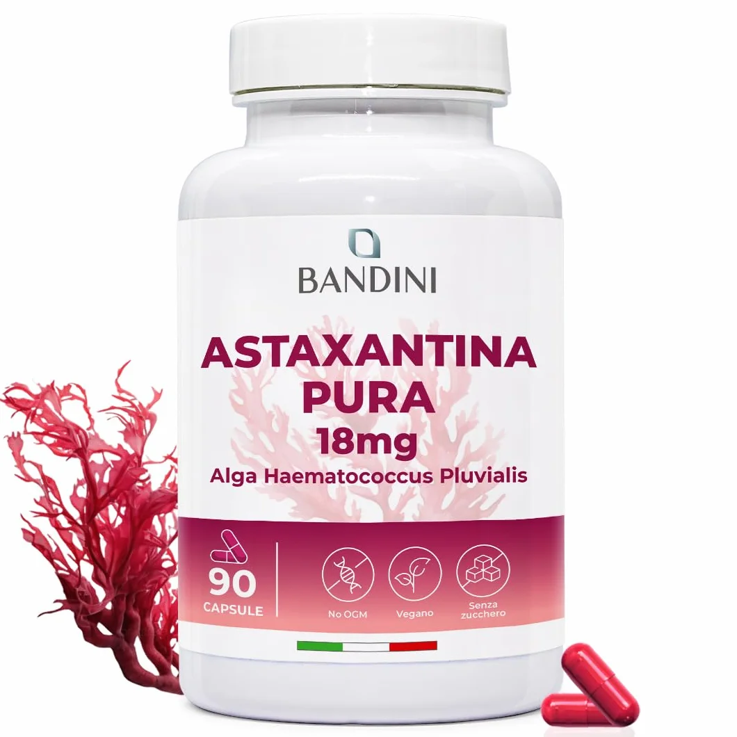 Bandini Astaxantina 18 mg 90 capsule antiossidante naturale alga Haematococcus Pluvialis