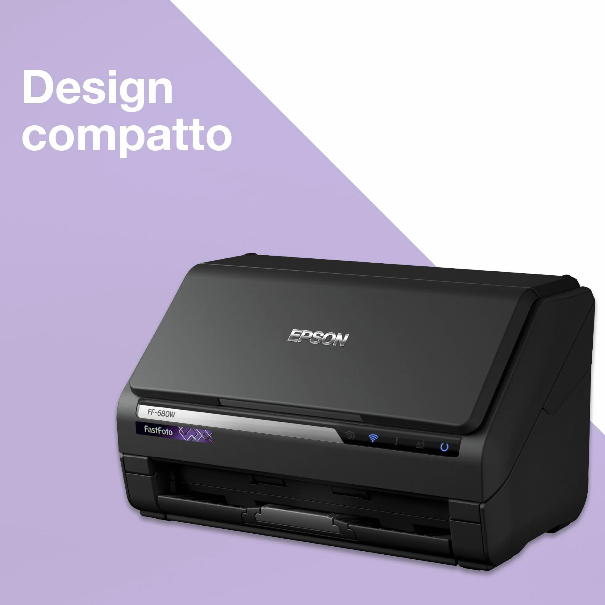 Epson Fastfoto FF-680W Scanner Rapido con Alimentatore Automatico, 600 Dpi, 45 Ppm, Wi-Fi, OCR