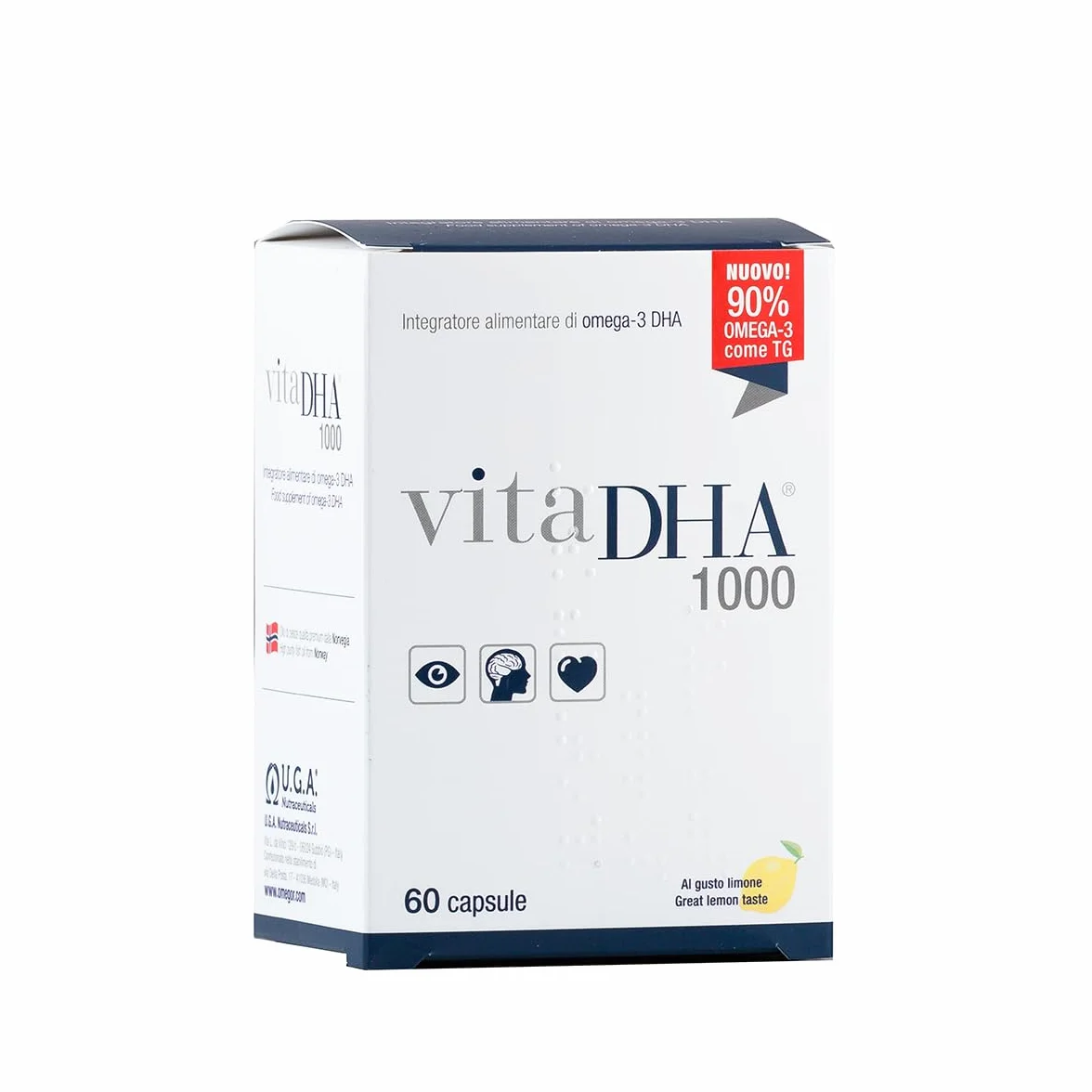 VitaDHA 1000 Omega 3 IFOS 5 Stelle 60 Capsule - Omega3 per Adulti e Bambini - 500mg DHA Alta Biodisponibilità