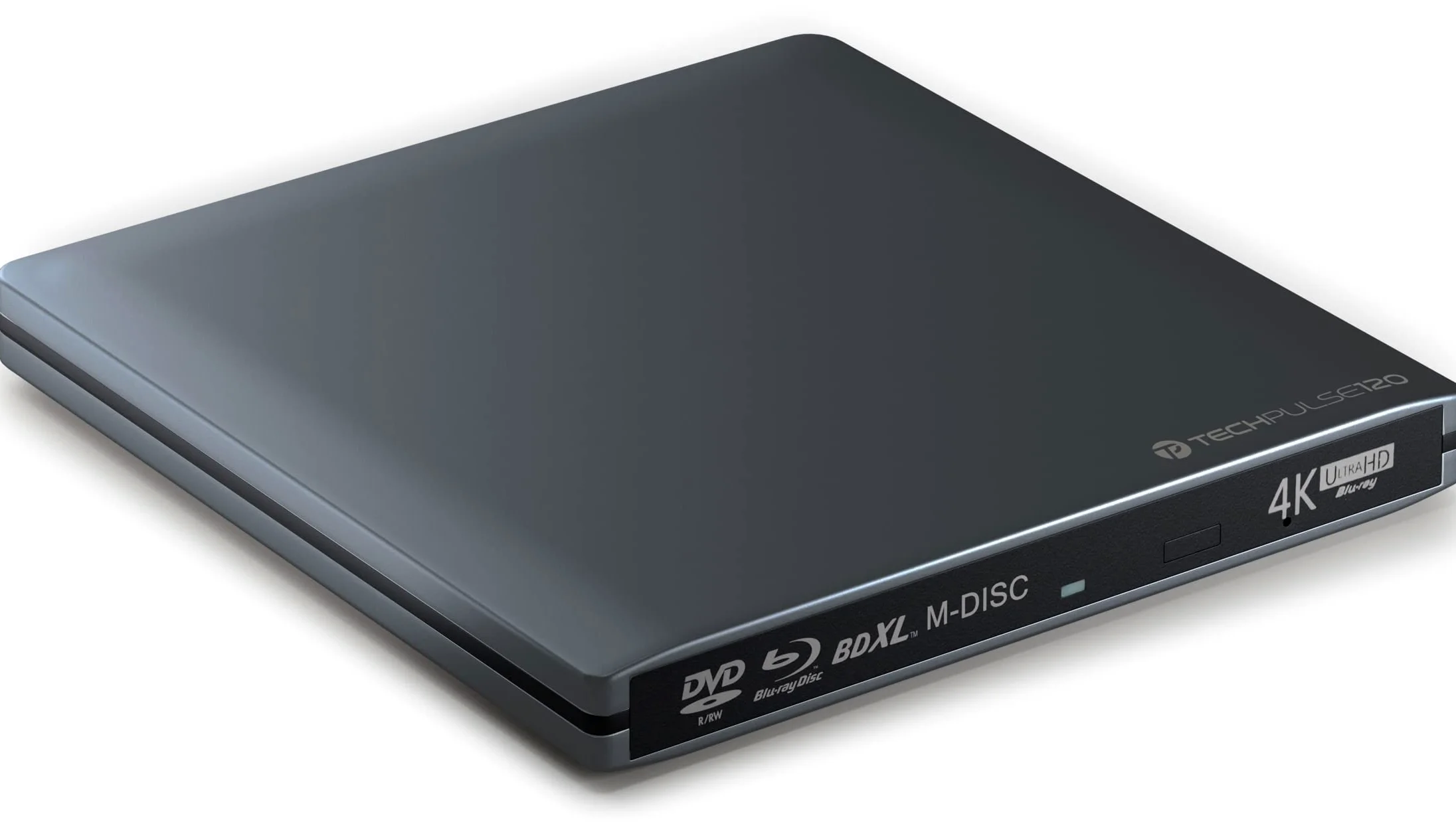 techPulse120 Masterizzatore esterno USB 3.1 Type C UHD HDR 4k 3D MDisc BDXL masterizzatore Blu-Ray Burner Superdrive BD DVD CD Alluminio Grigio