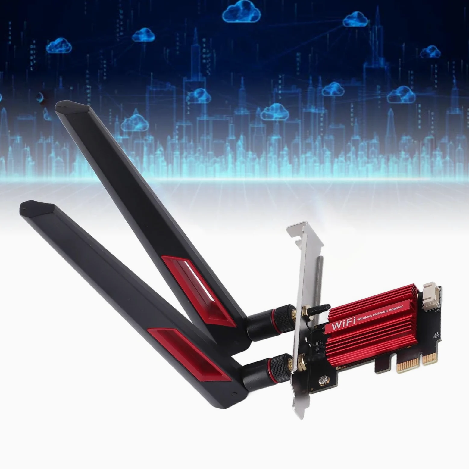Scheda WiFi PCIE, Adattatore di Rete Dual Band 2.4G/5G 1200Mbps con Bluetooth 4.0, Doppia Antenna 10dBi per PC Desktop