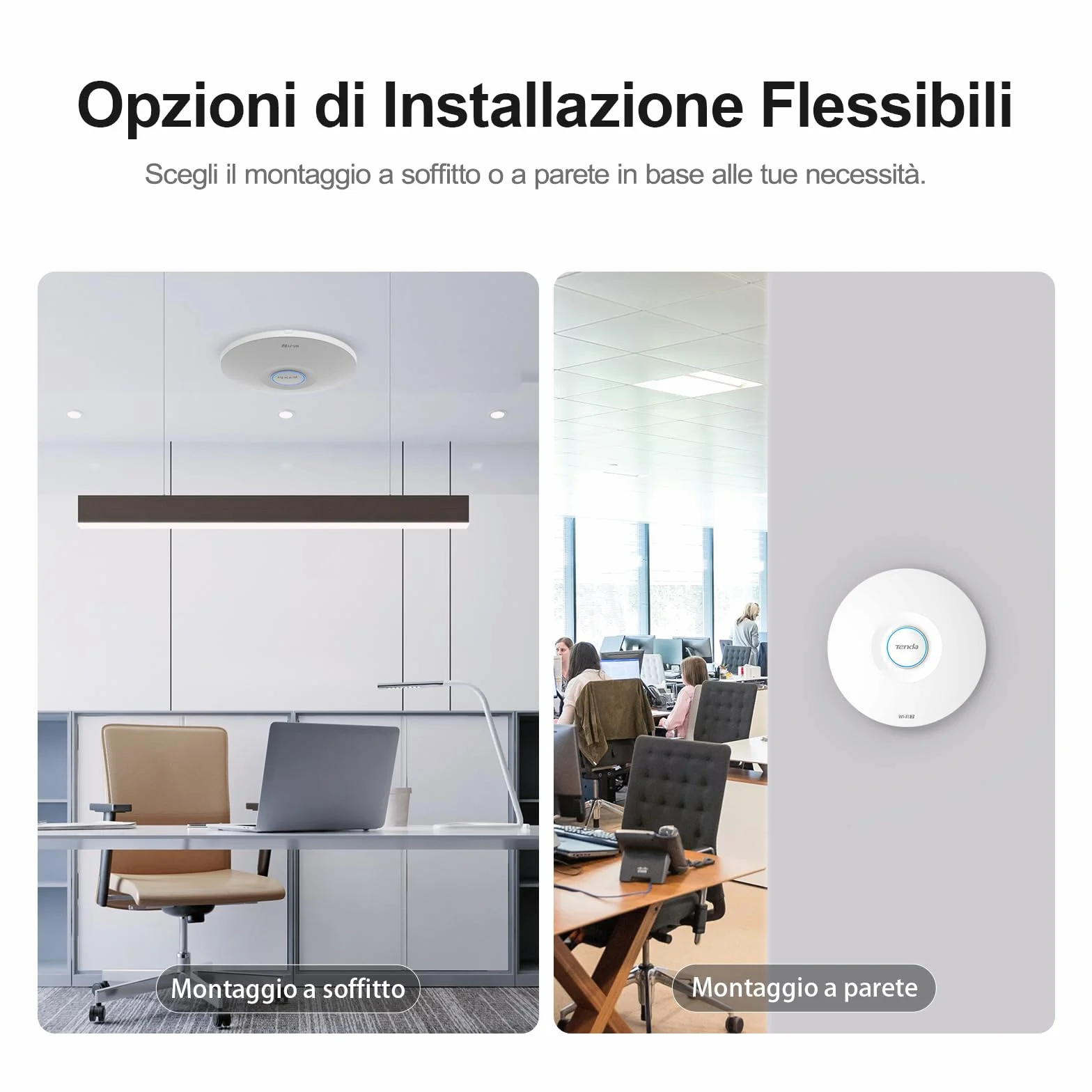 Tenda BE5010 Punto di accesso WiFi 7 con 2 porte (1x porta PoE+ 2.5G e 1x porta Gigabit, 802.11be Dualband, sicurezza WPA3, più SSID, gestione tramite app/cloud o locale, incluso alimentatore) (i36)