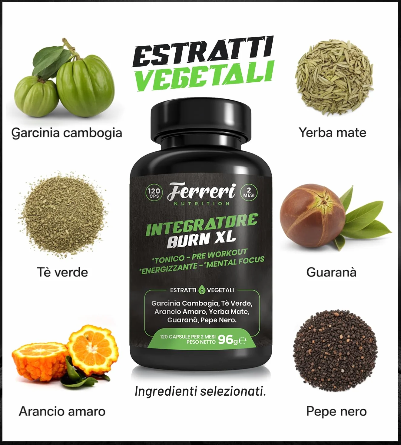 Burn XL Integratore Termogenico Pre Workout 120 Capsule 2 Mesi