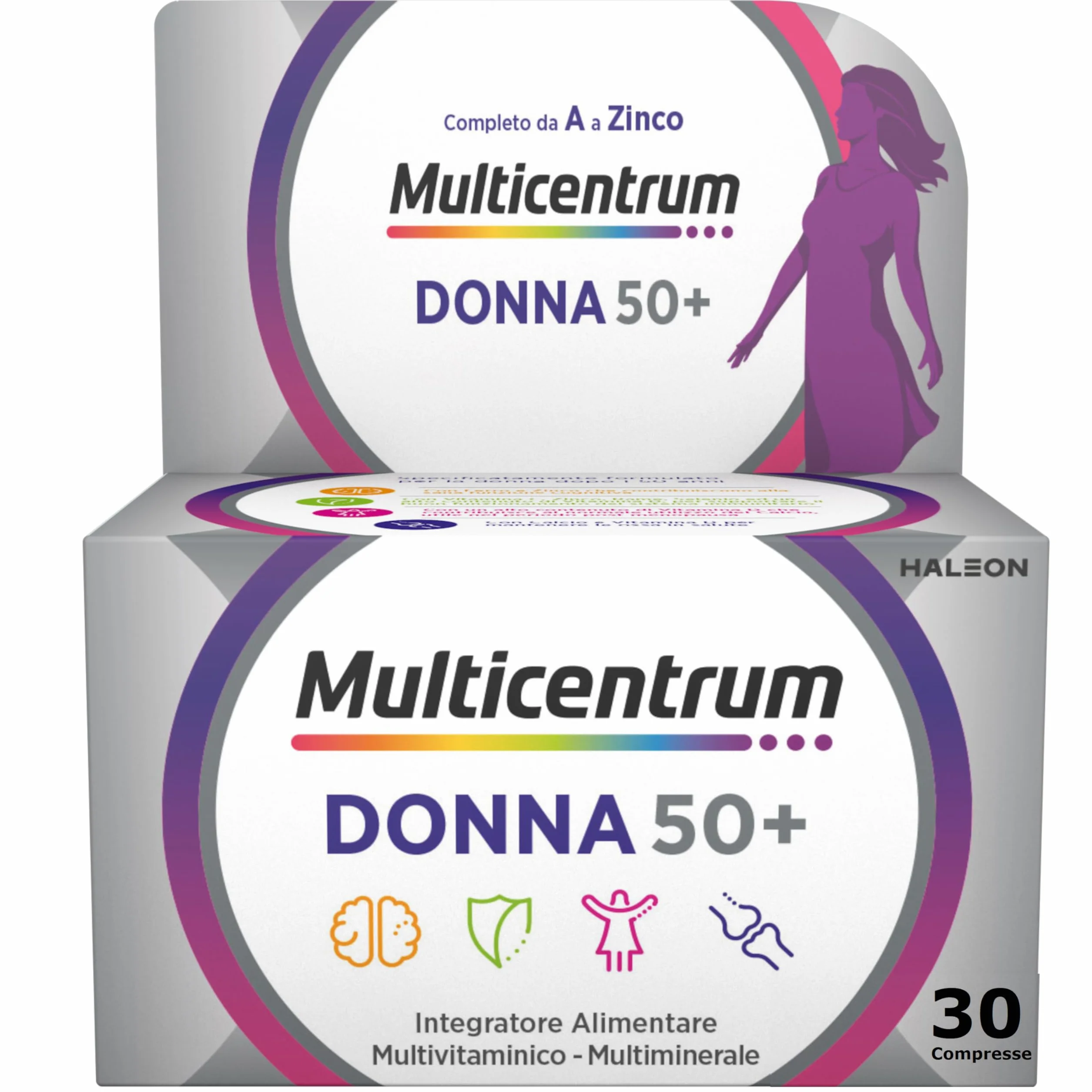 Multicentrum Donna 50+ Integratore Multivitaminico completo 30 Compresse per combattere stanchezza e affaticamento