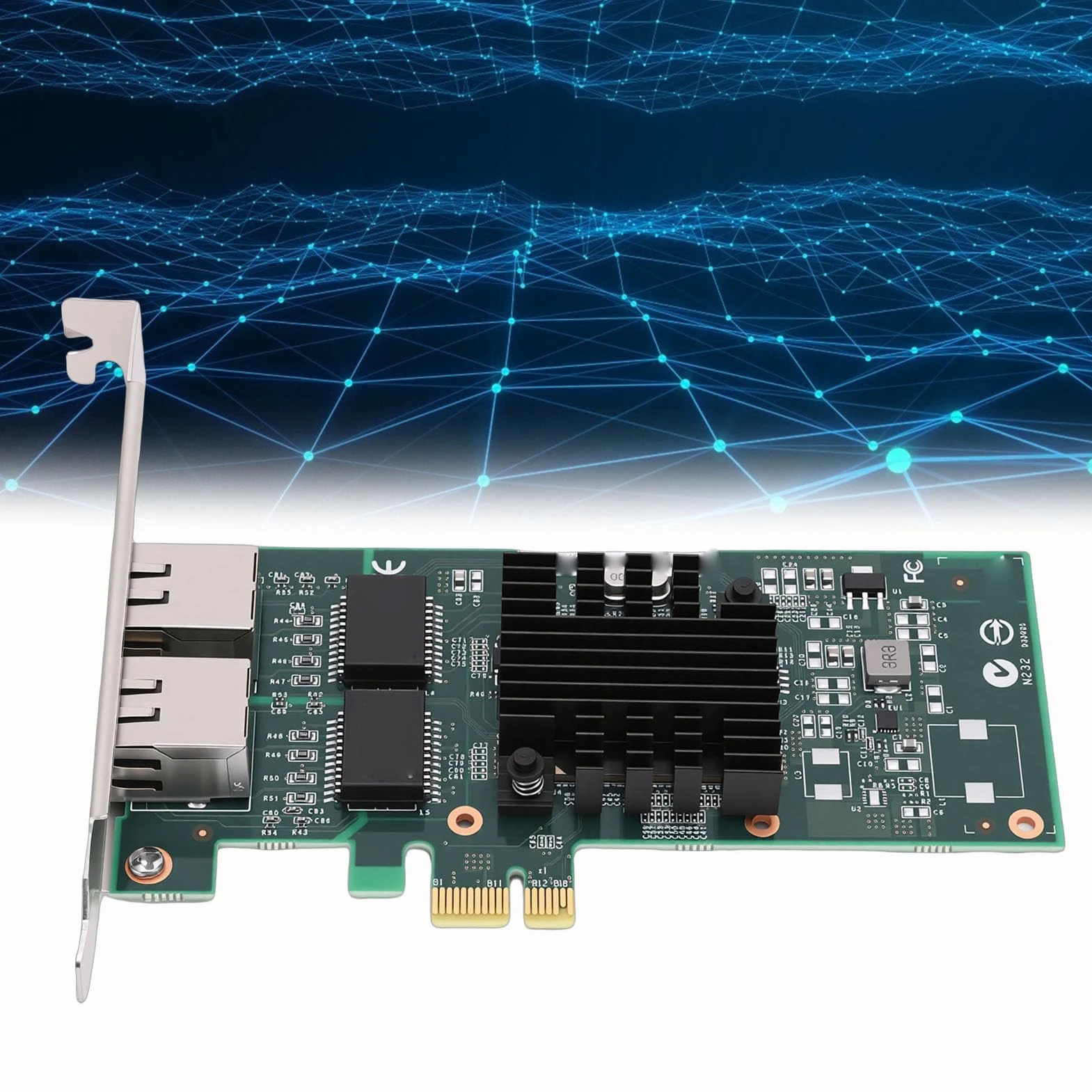 Cryfokt Scheda Di Rete Pcie Da 1 Gb, Adattatore Gigabit Ethernet Pci Express 2.0 X1 Con Doppia Porta Rj45 E Supporto Controller, Adattatore Di Rete Ethernet