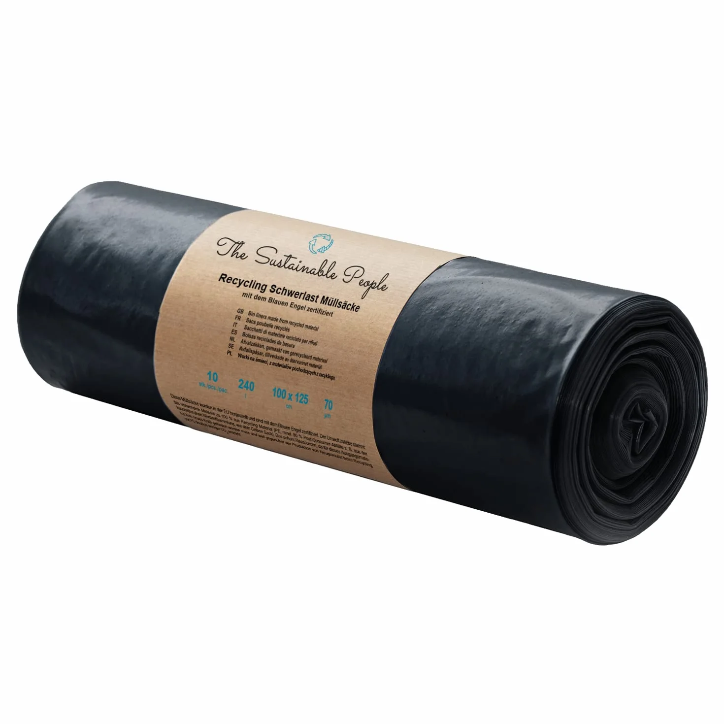 TSP Sacchi per rifiuti 240 L rotolo 10 pezzi riciclato PE
