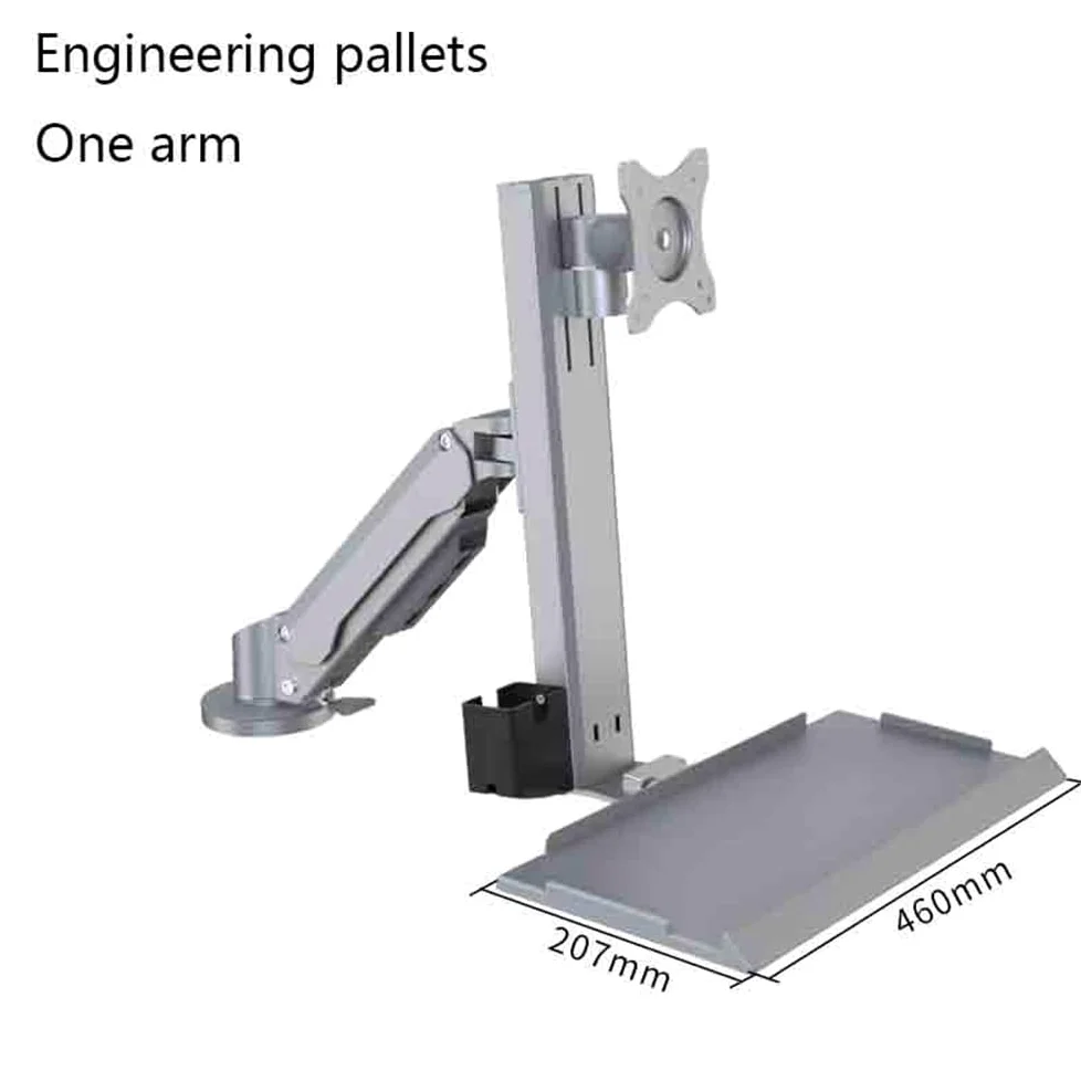 Supporto per monitor Supporto for monitor a braccio singolo in argento con vassoio for tastiera regolabile for schermi da 15 a 32 pollici, capacità di peso 25 kg Supporto per monitor da scrivania