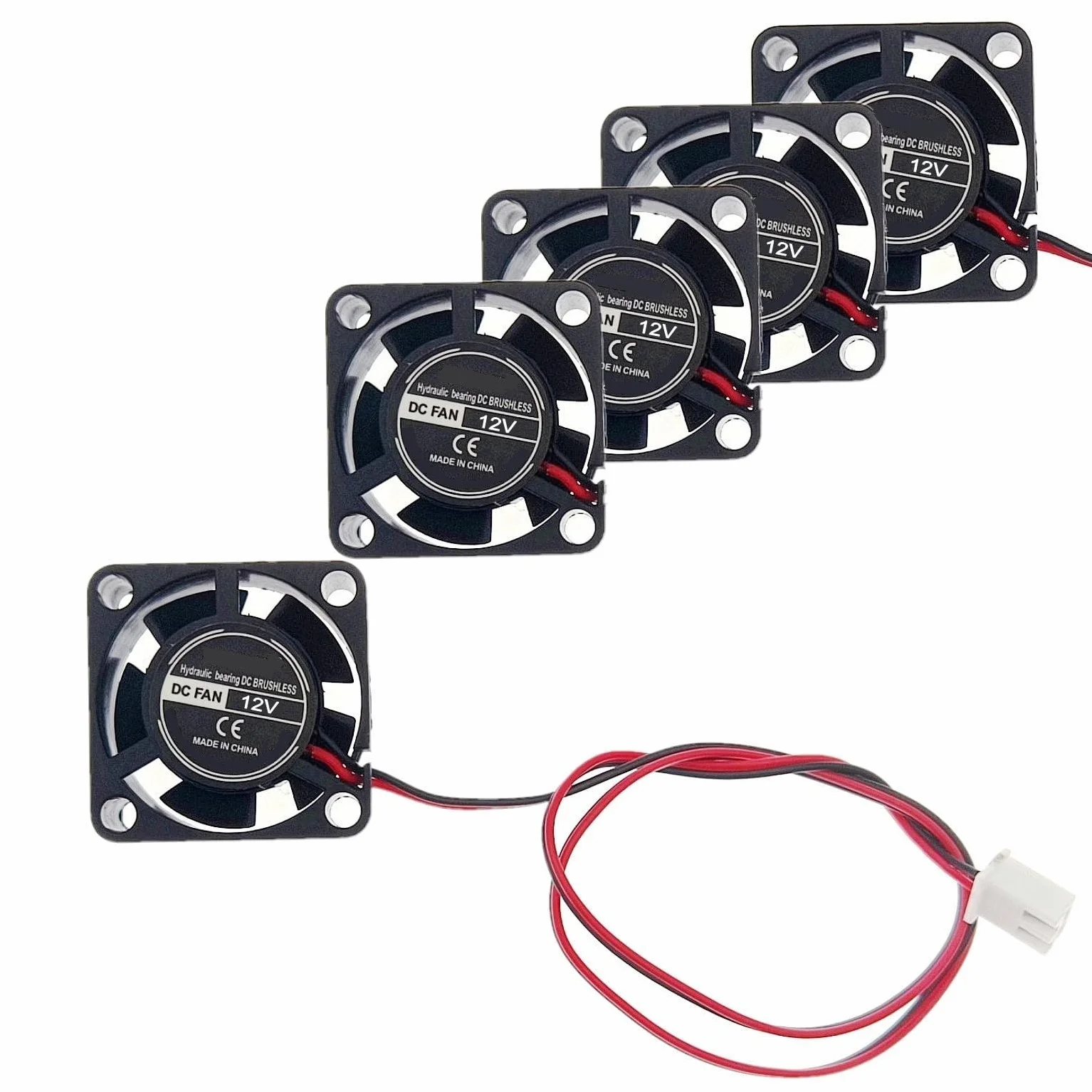 JZK 5 mini ventole da 25 mm, 2 poli, 12 V, con cavi, 2510, 25 x 10 mm, senza spazzole in miniatura DC con cuscinetto idraulico per scheda di sviluppo, scheda grafica e progetti fai da te