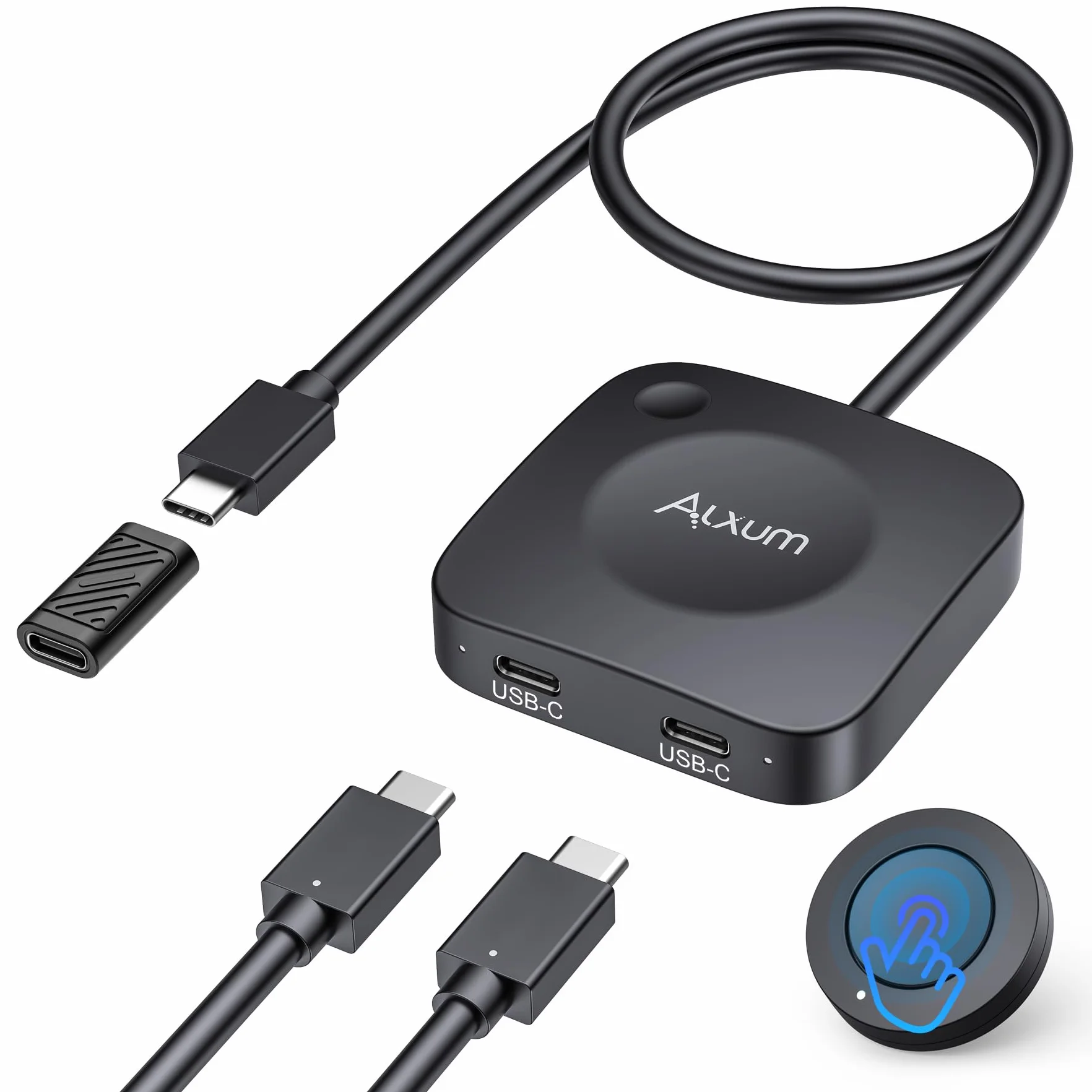 Alxum Switch USB-C 20Gbps a 2 computer, selettore per monitor/dock USB-C/Thunderbolt 4, supporto 8K@30Hz / 4K@144Hz, ricarica PD 3.1 140W, con telecomando. Per laptop gaming, tablet e smartphone.