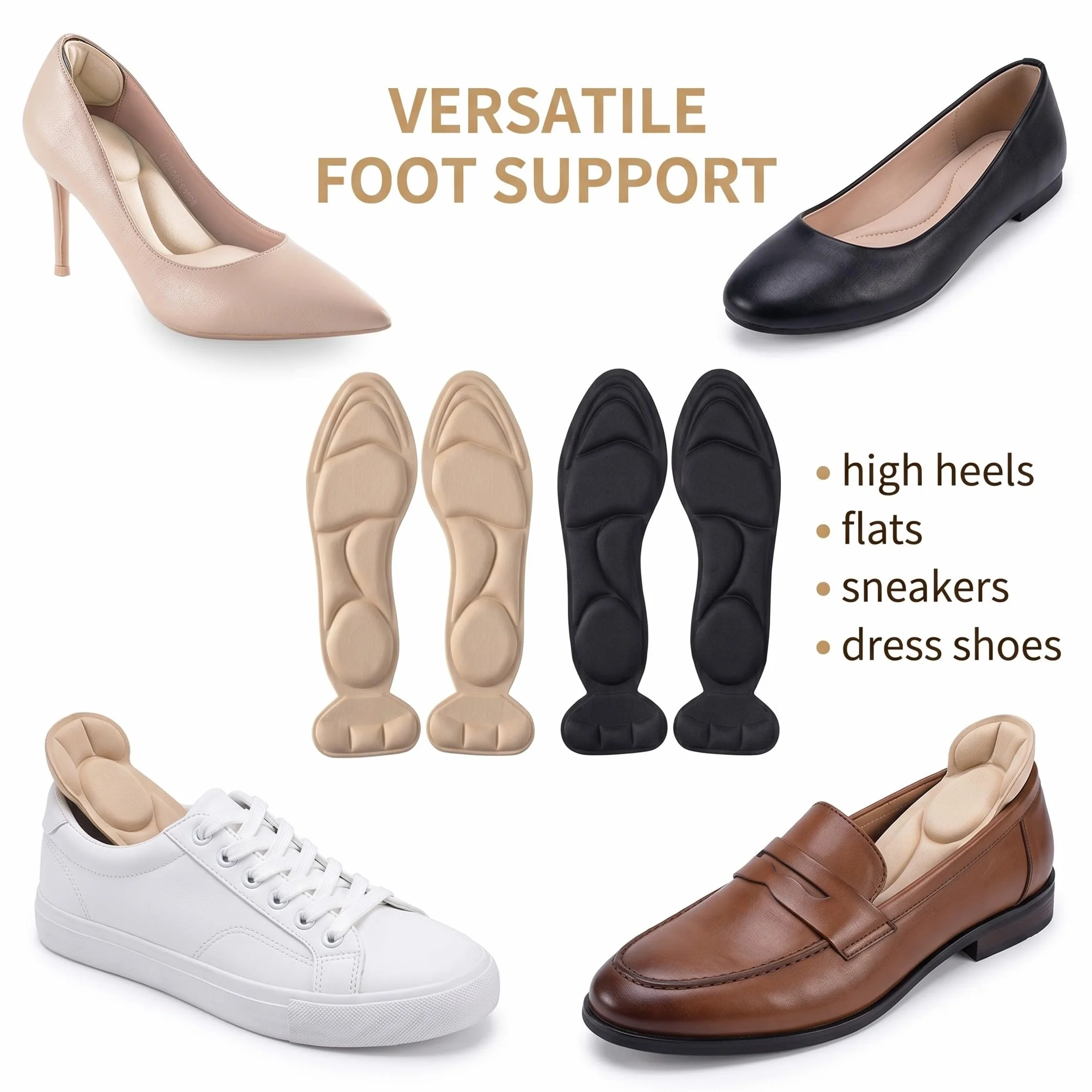 Memory Foam Solette Scarpe Autoadesive con Protezione del Tallone per Tacco Alto