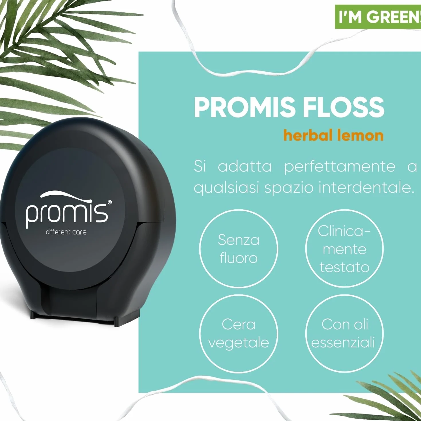 PROMIS Floss Filo Interdentale Espandibile Cerato Senza Fluoro 100% Vegana