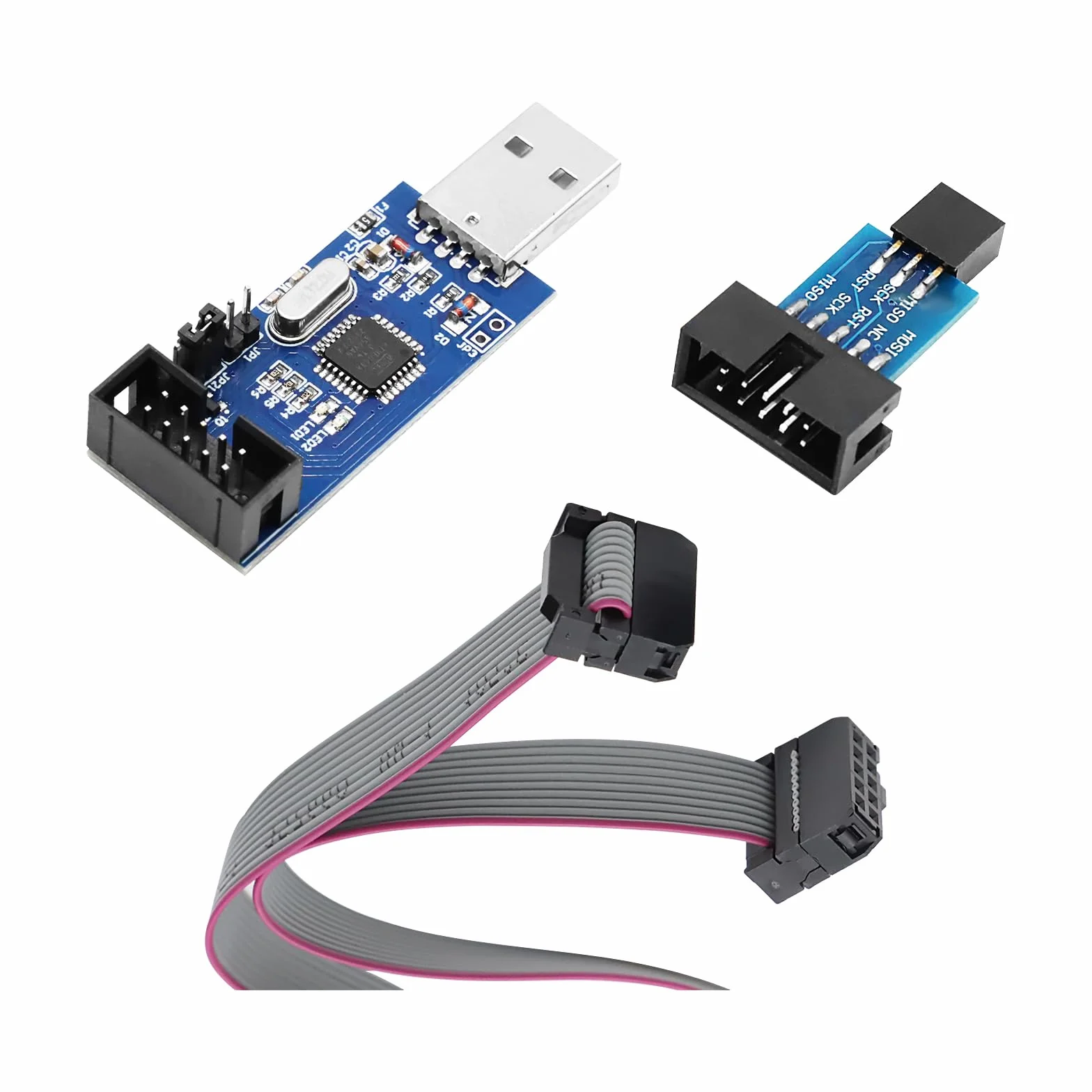 USBasp programmatore con adattatore ISP e cavo, programmatore per USBASP, 3,3 V 5 V 51 USB ISP Programmer per Atmel AVR e Arduino
