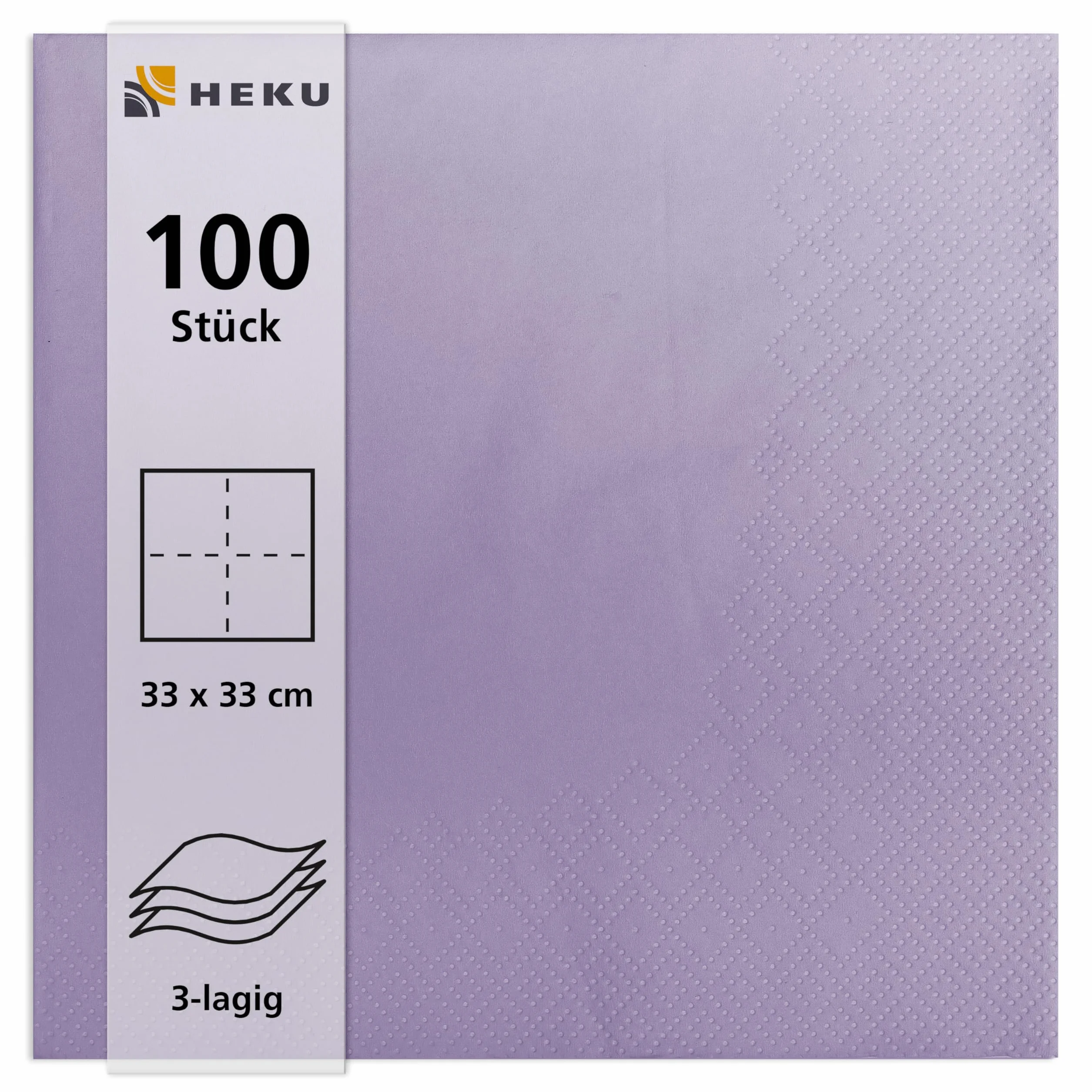 HEKU 100 tovaglioli in tinta unita, 3 strati, 33 x 33 cm, confezione da 5, lilla