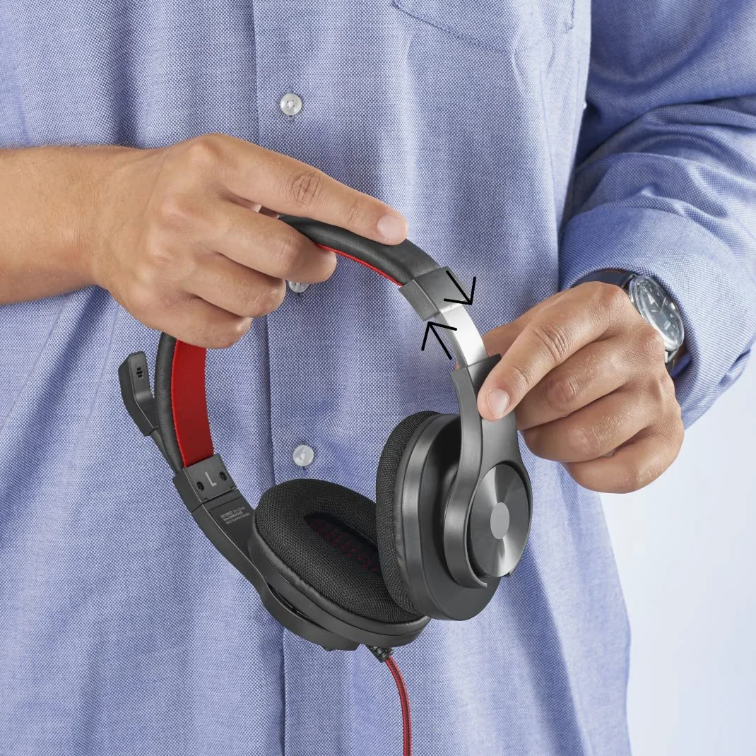 Hama Cuffie con microfono (cuffie cablate USB A, Aux, stereo con cavo, cuffie Over Ear PC con braccio microfono e fascia per il collo, cavo audio da 2 m, colore: nero