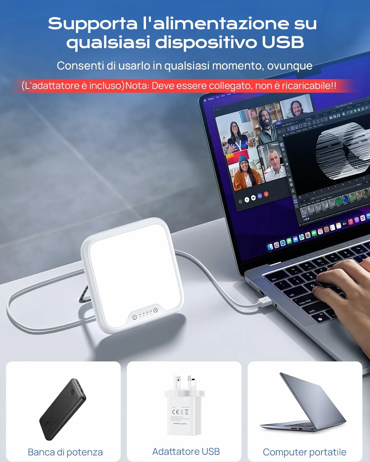 Lampada SAD 10.000 Lux per Terapia della Luce, 4 Timer, Luminosità Regolabile, Senza UV