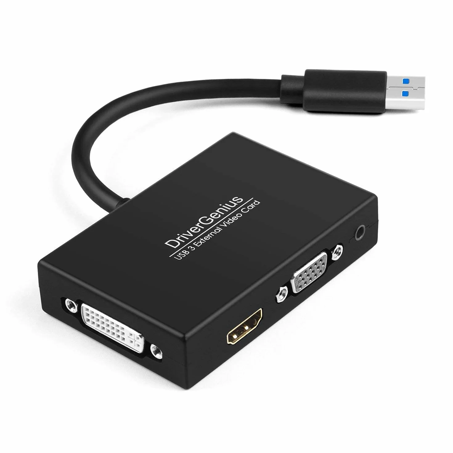 DriverGenius ViewX Trio Series Adattatore Video USB 3.0 a HDMI DVI VGA con Uscita Audio 3,5 mm per PC Mac